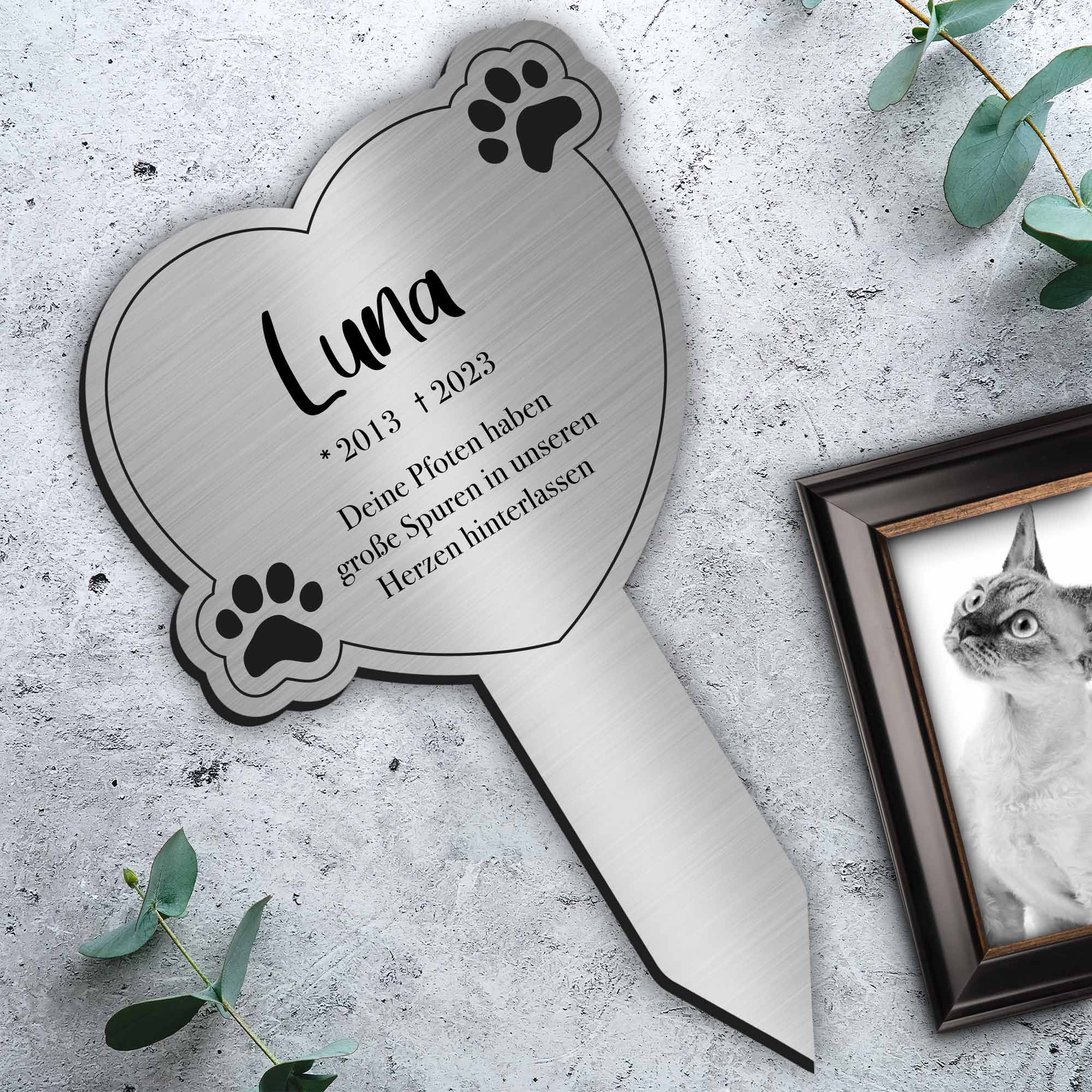 Personalisierte Gedenktafel für Katzen - Silber Personalisierte Gedenktafel für Katzen - Silber