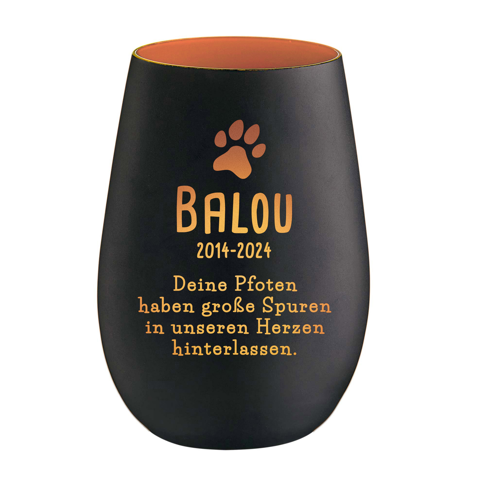 Personalisiertes Windlicht zur Trauer Hund - Schwarz Bronze Personalisiertes Windlicht zur Trauer Hund - Schwarz Bronze