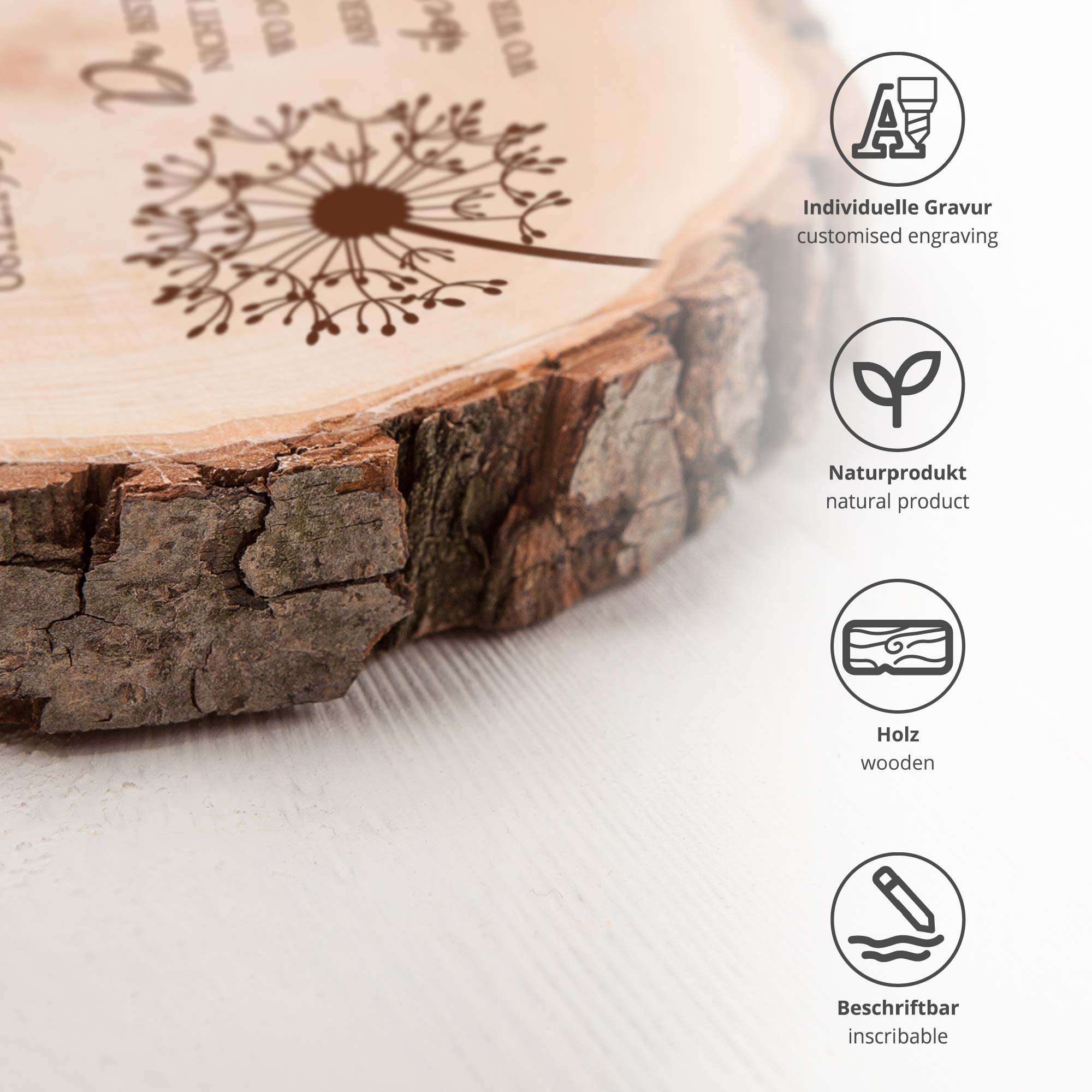 Personalisierte Baumscheibe zur Trauer - Trauerblume Personalisierte Baumscheibe zur Trauer - Trauerblume