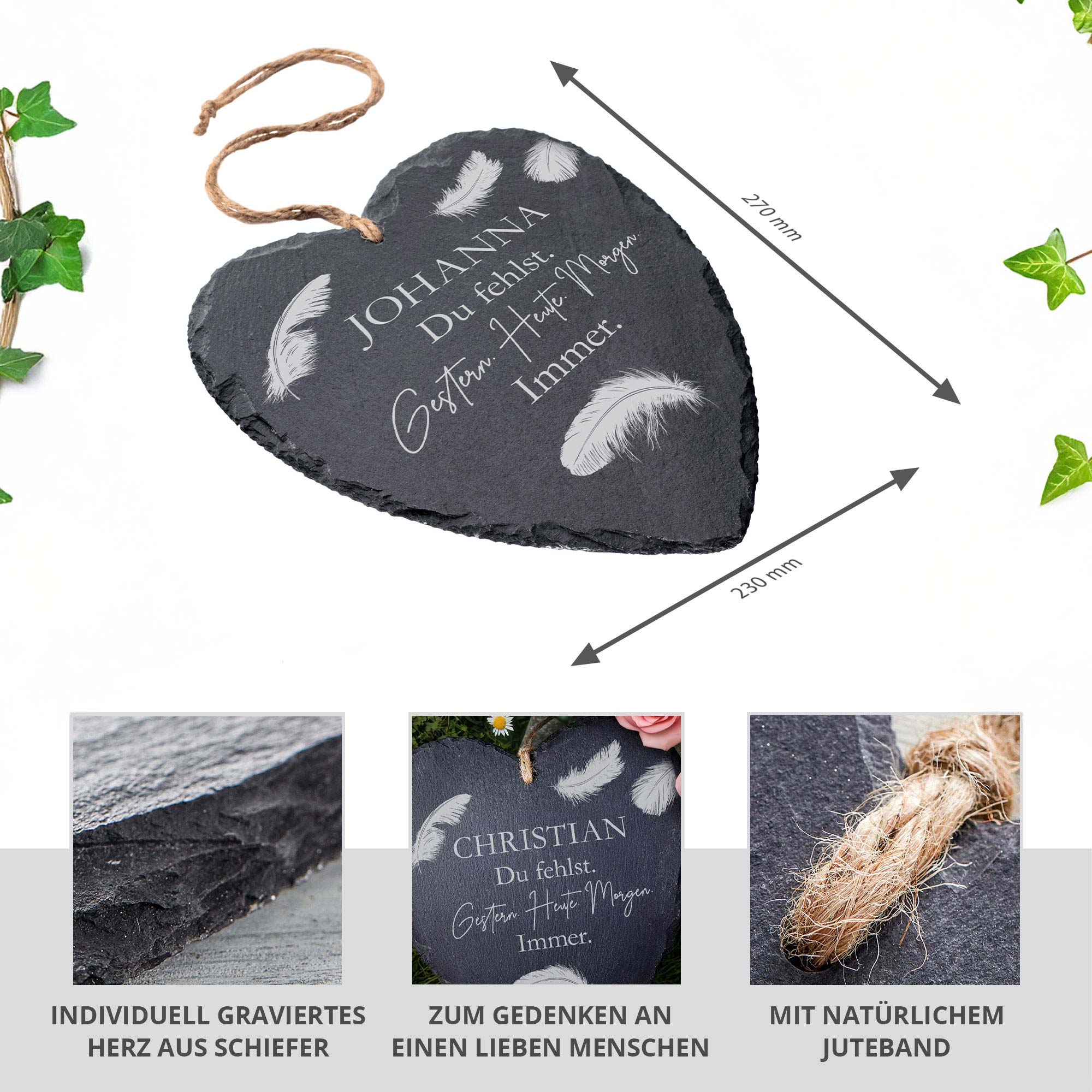 Personalisiertes Schieferherz - Du fehlst Personalisiertes Schieferherz - Du fehlst