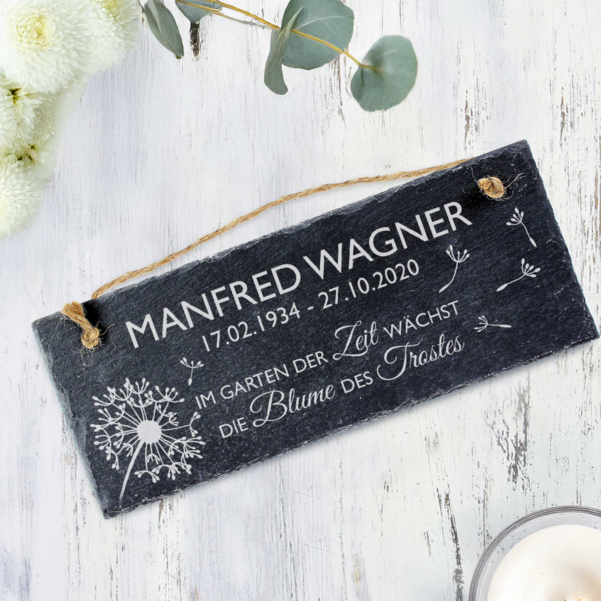 Personalisiertes Schiefertafel - Blume des Trostes Personalisiertes Schiefertafel - Blume des Trostes