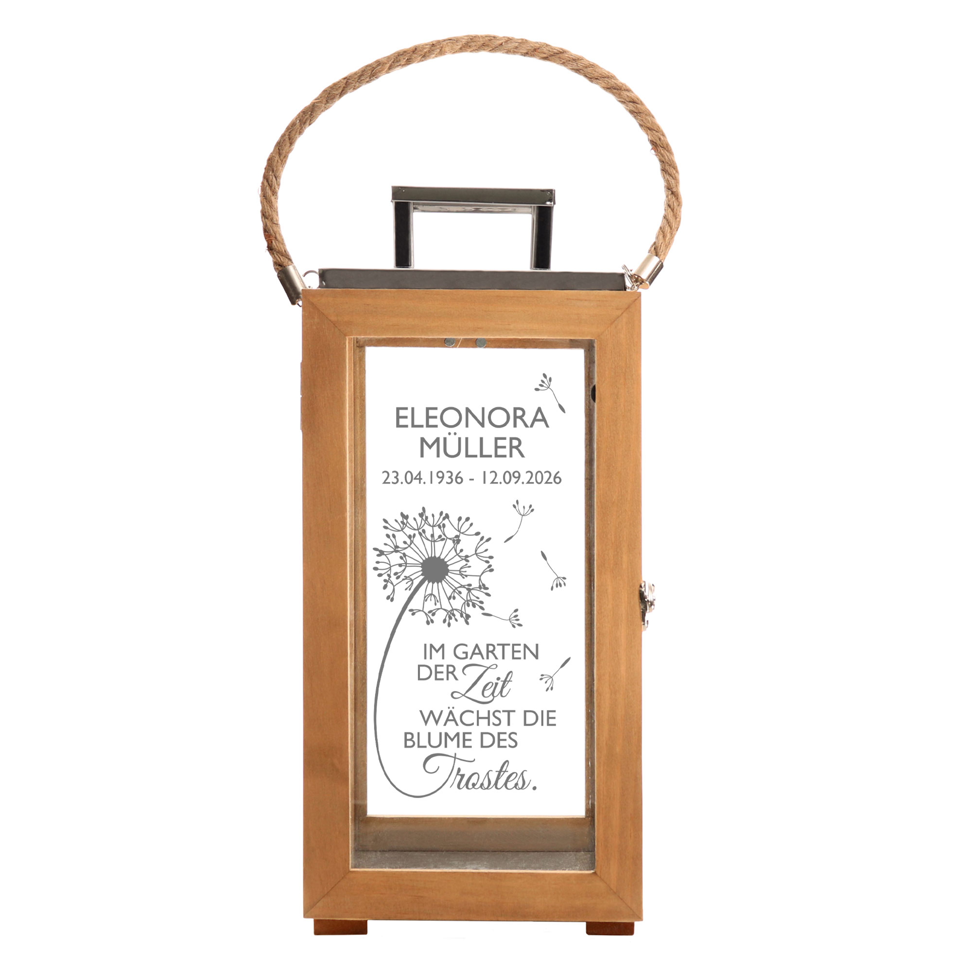 Personalisierte Holzlaterne - Blume des Trostes Personalisierte Holzlaterne - Blume des Trostes