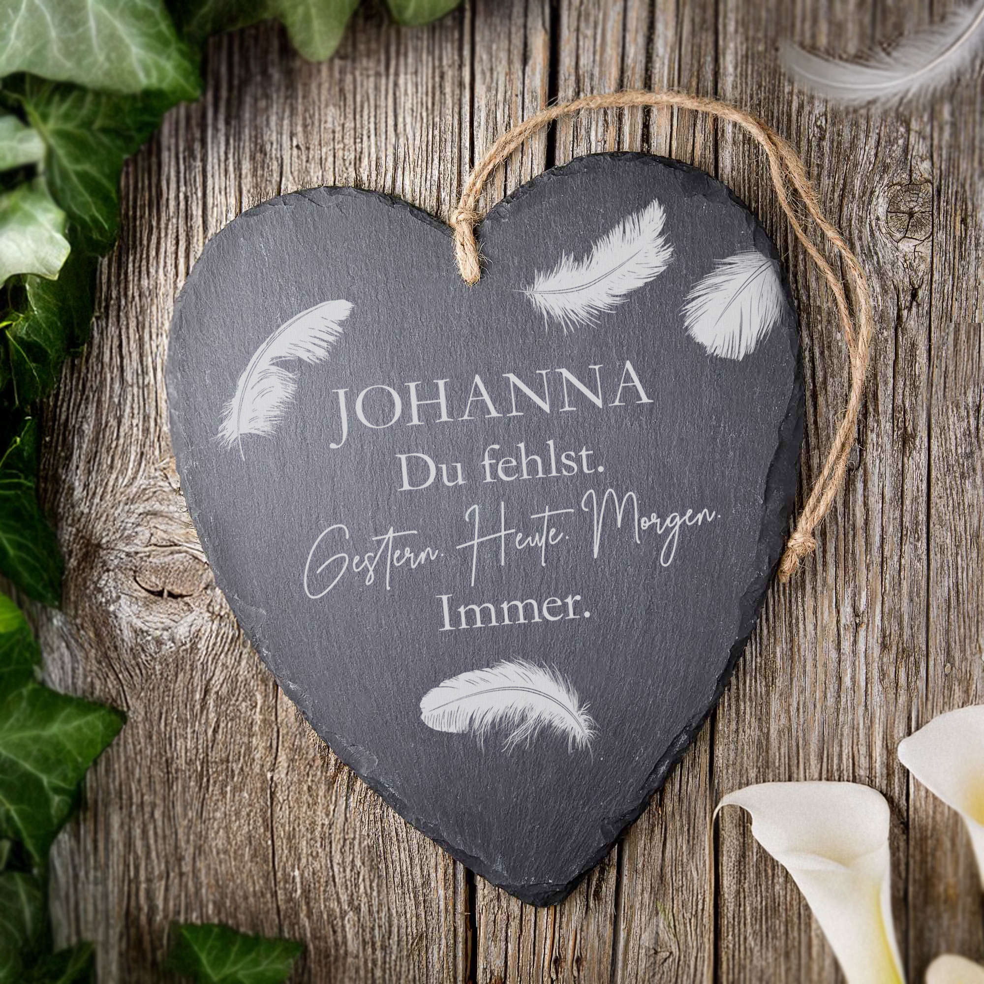 Personalisiertes Schieferherz - Du fehlst Personalisiertes Schieferherz - Du fehlst