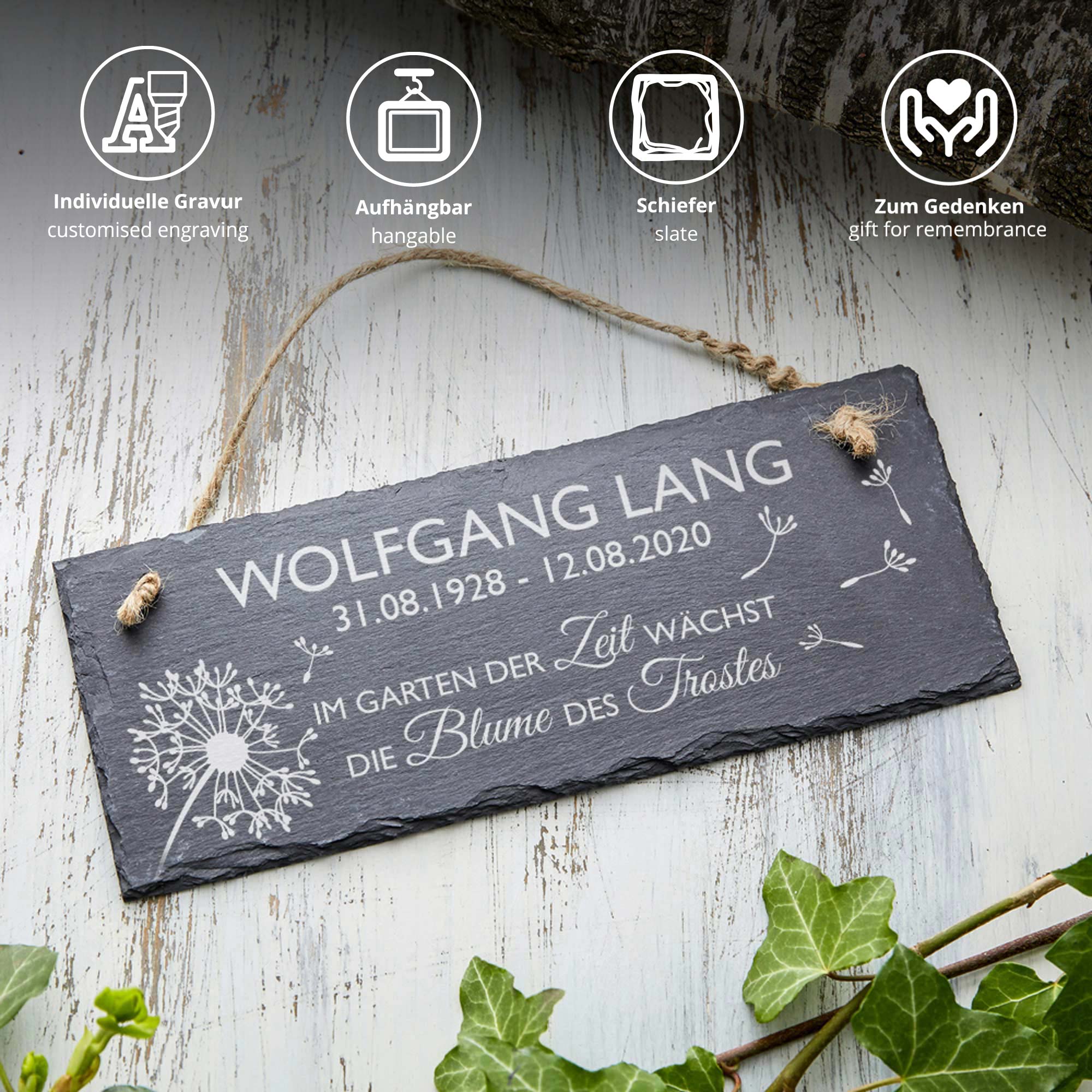 Personalisiertes Schiefertafel - Blume des Trostes Personalisiertes Schiefertafel - Blume des Trostes