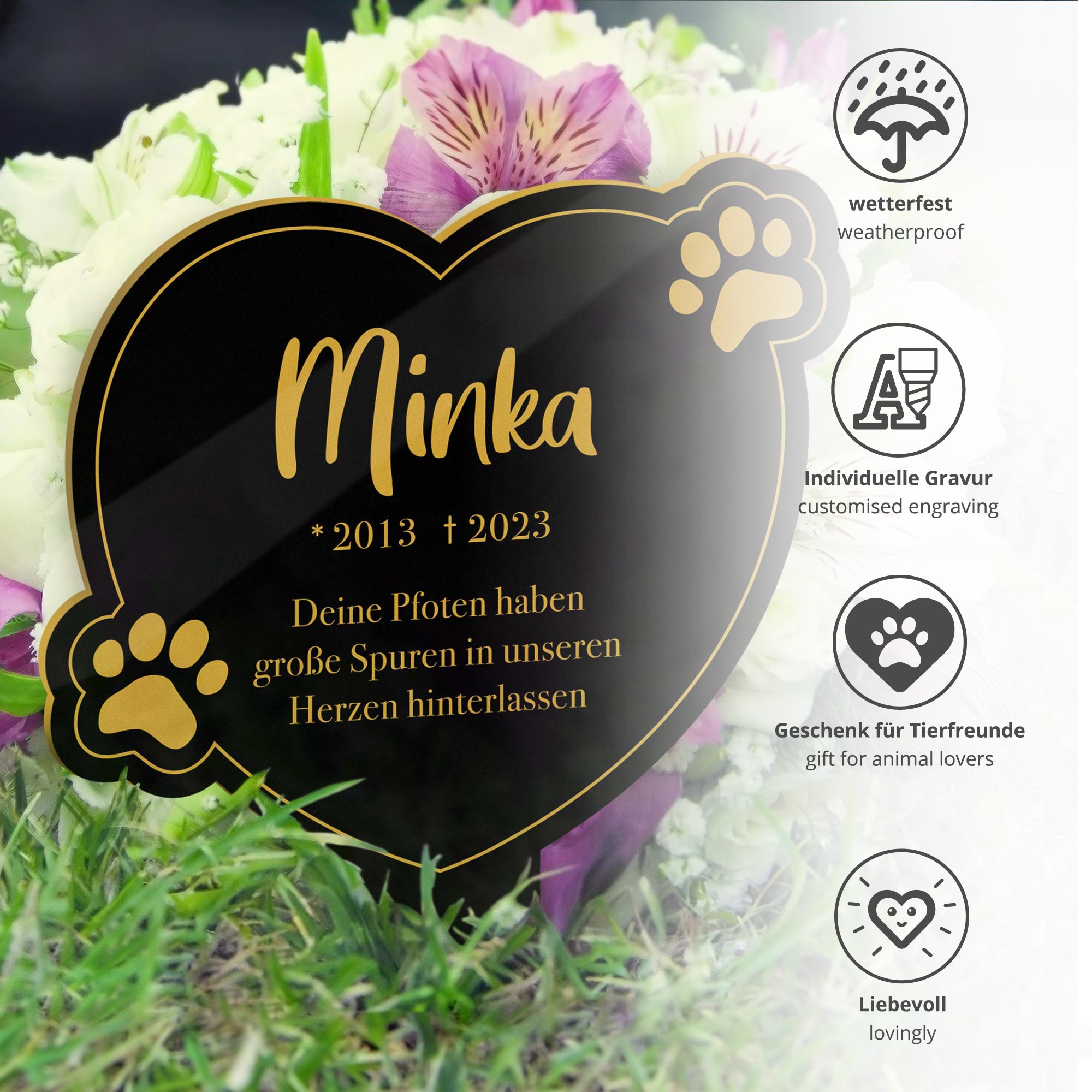 Personalisierte Gedenktafel für Katzen - Schwarz Personalisierte Gedenktafel für Katzen - Schwarz