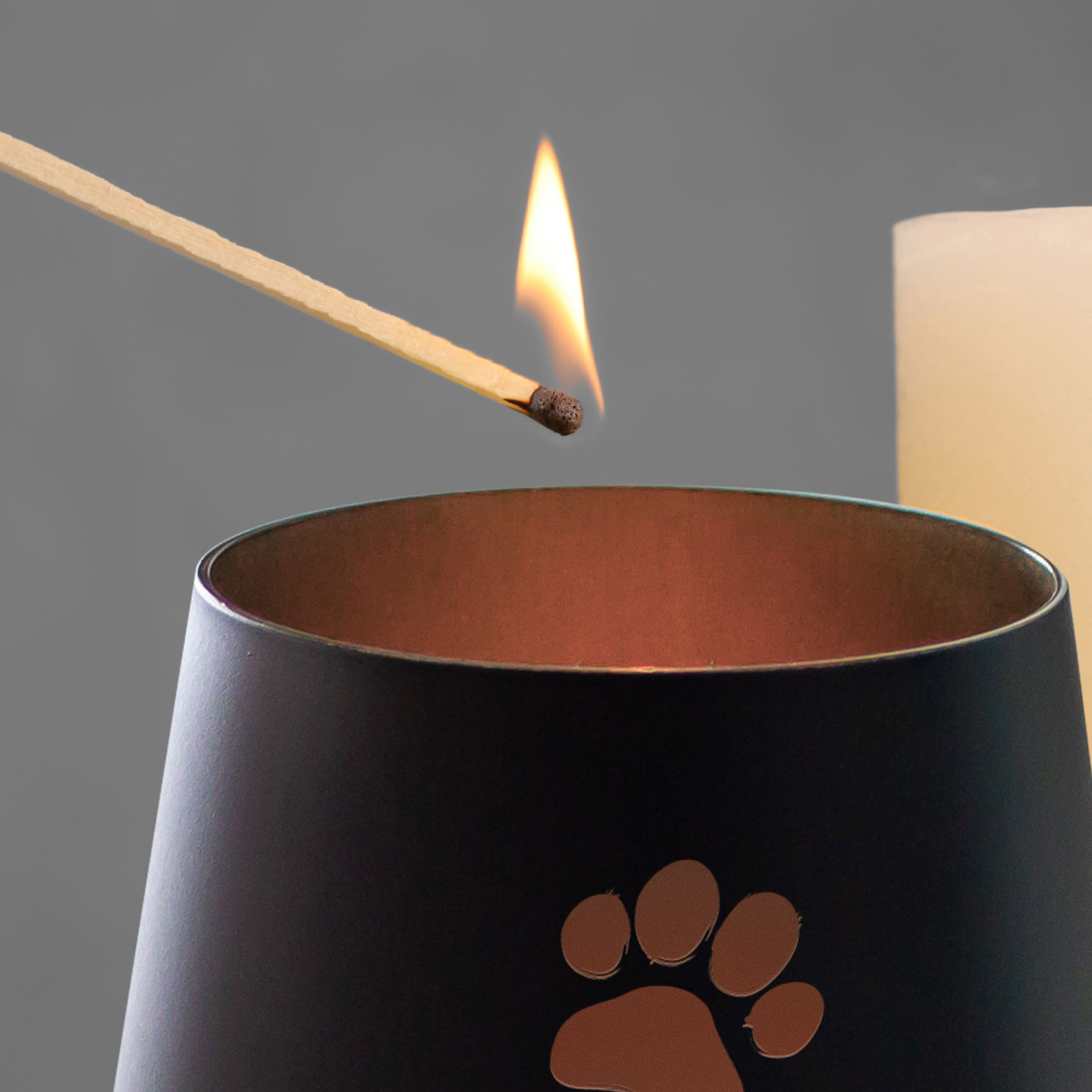 Personalisiertes Windlicht zur Trauer Katze - Schwarz Bronze Personalisiertes Windlicht zur Trauer Katze - Schwarz Bronze