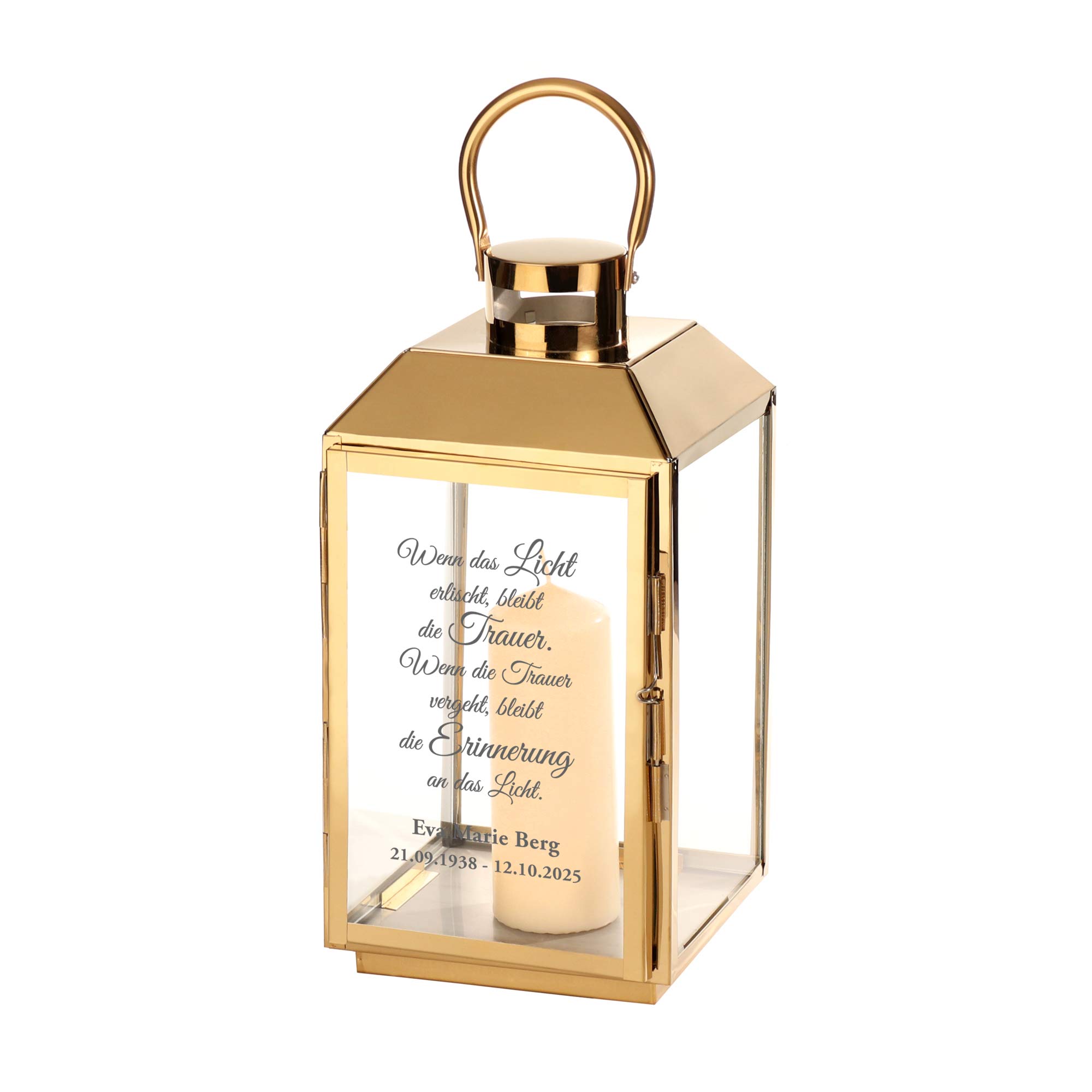 Personalisierte Gold Laterne - Wenn das Licht erlischt Personalisierte Gold Laterne - Wenn das Licht erlischt