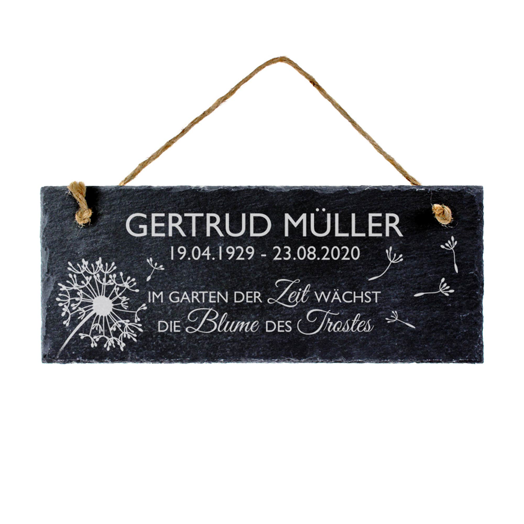 Personalisiertes Schiefertafel - Blume des Trostes