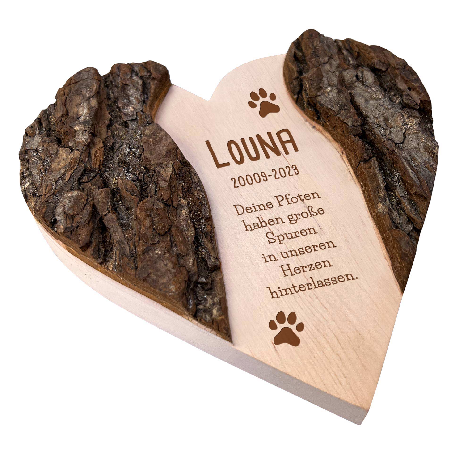 Personalisiertes Holzherz mit Rinde - Hund Personalisiertes Holzherz mit Rinde - Hund
