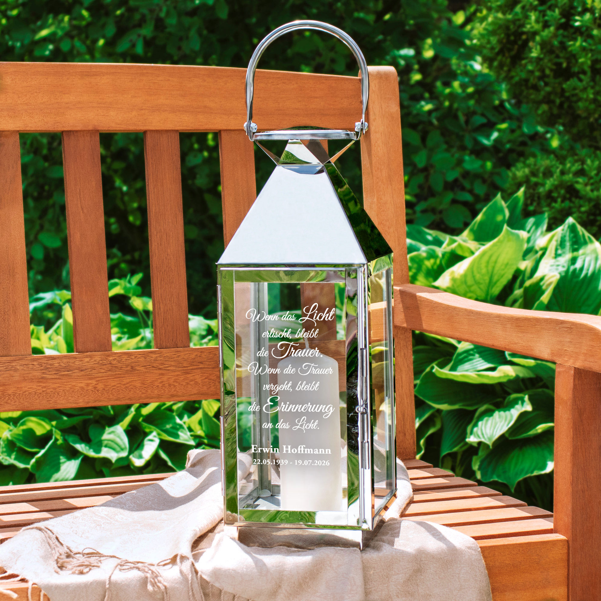 Personalisierte Silber Laterne - Wenn das Licht erlischt Personalisierte Silber Laterne - Wenn das Licht erlischt