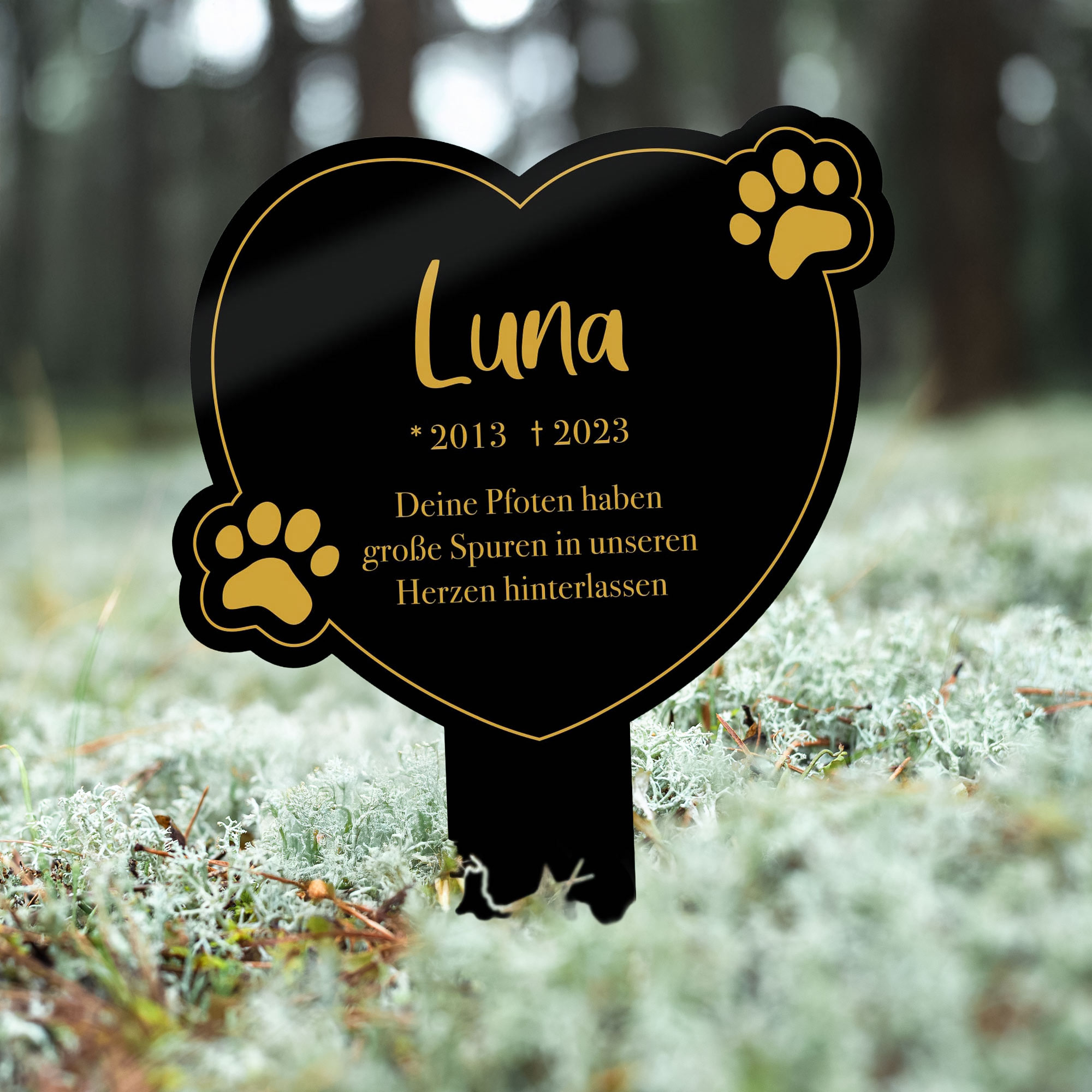 Personalisierte Gedenktafel für Katzen - Schwarz