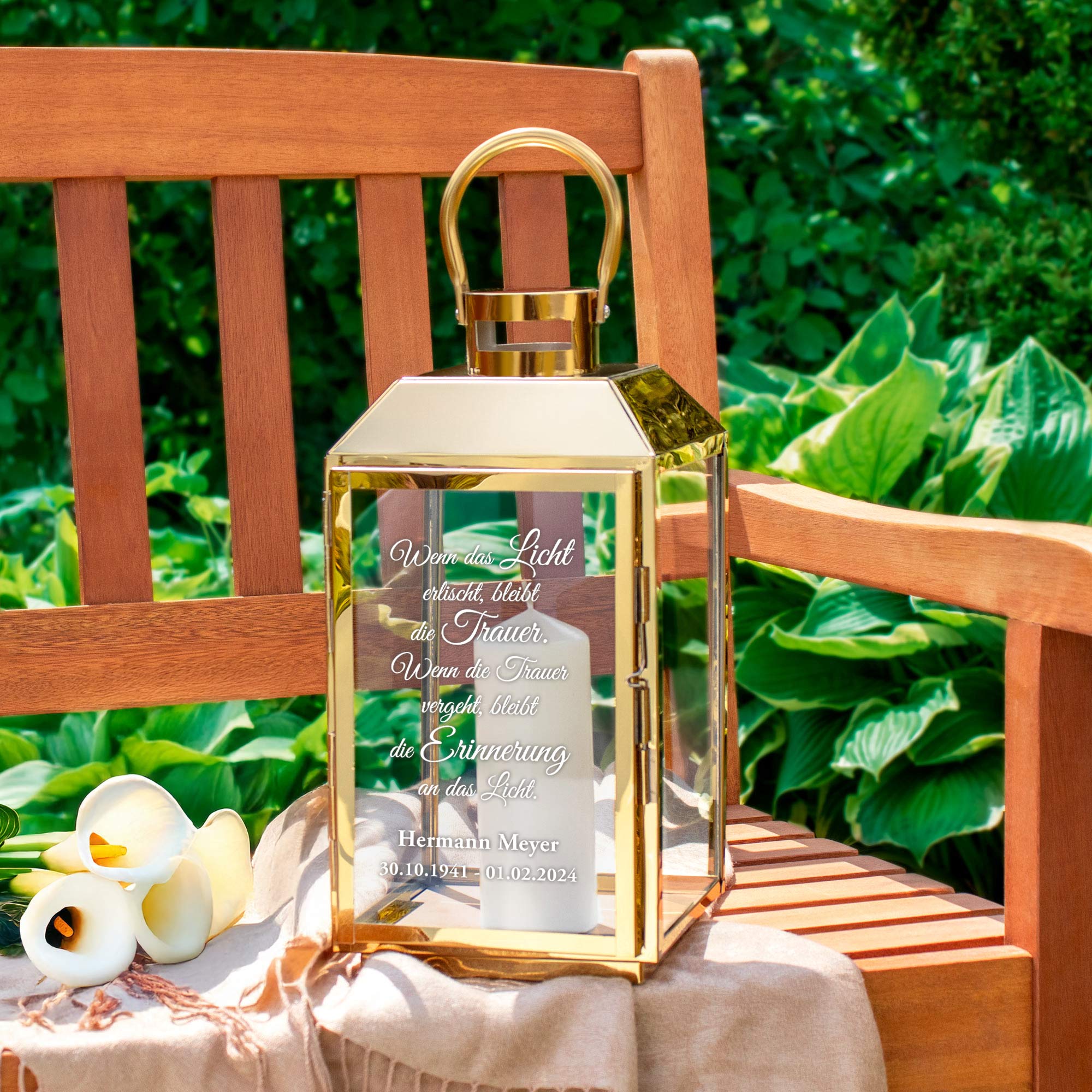 Personalisierte Gold Laterne - Wenn das Licht erlischt Personalisierte Gold Laterne - Wenn das Licht erlischt