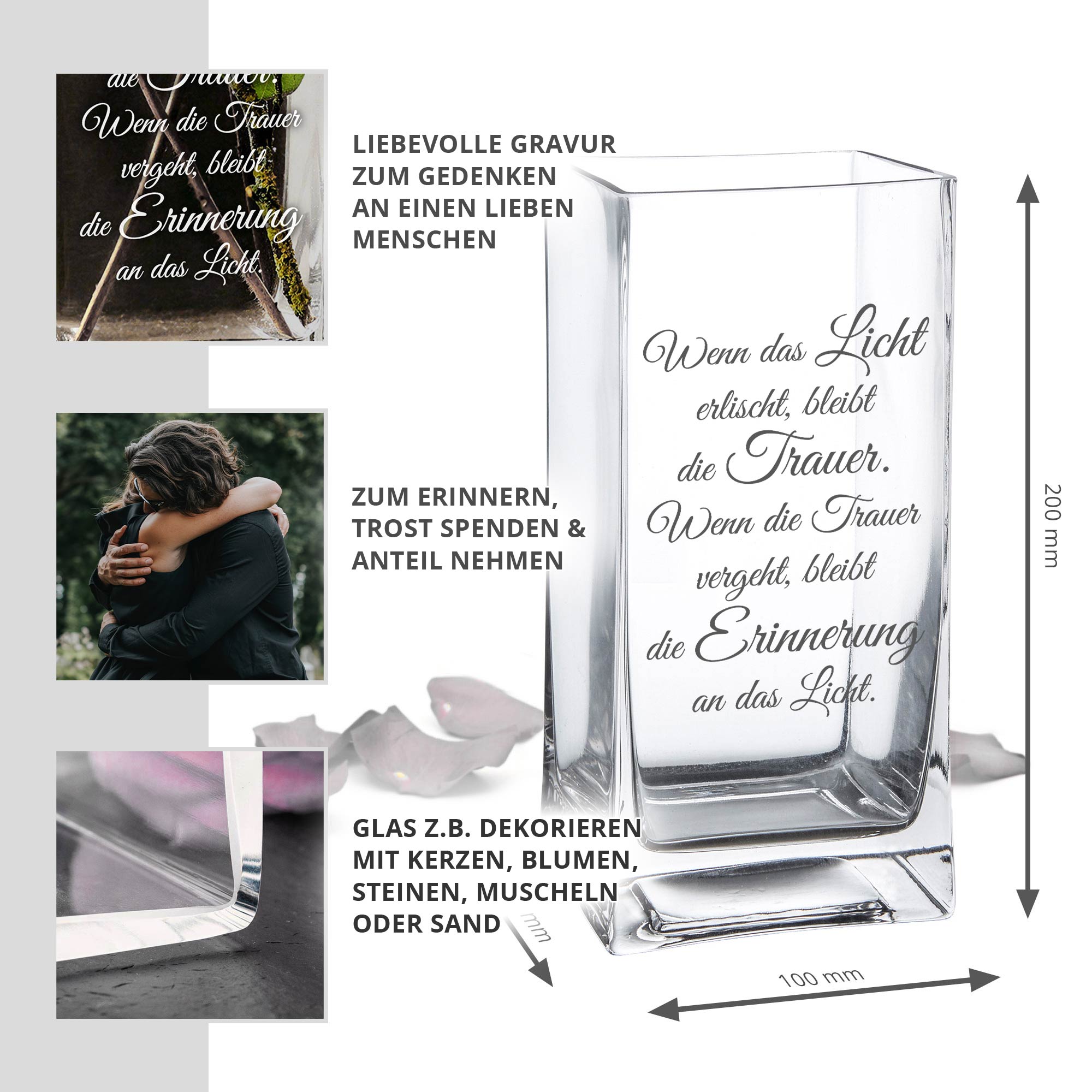 Vase mit Gravur - Wenn das Licht erlischt