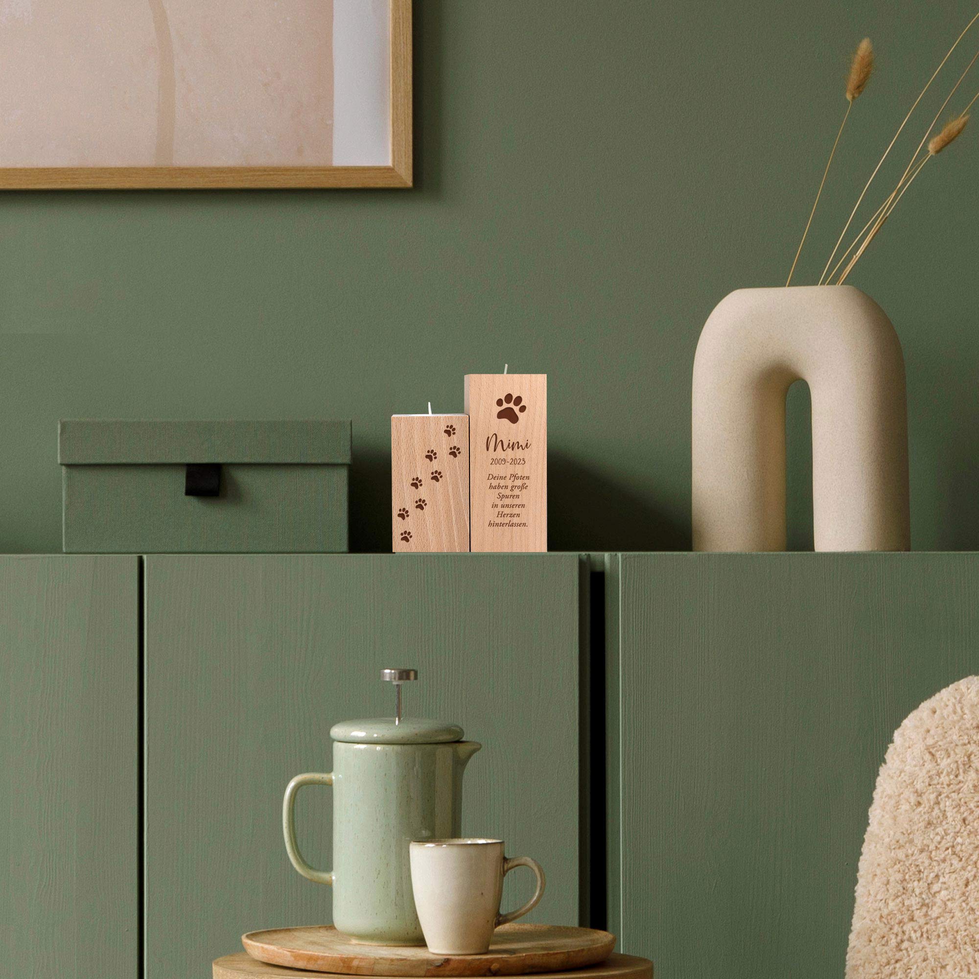 Teelichthalter Set mit Gravur zur Trauer - Katze Teelichthalter Set mit Gravur zur Trauer - Katze