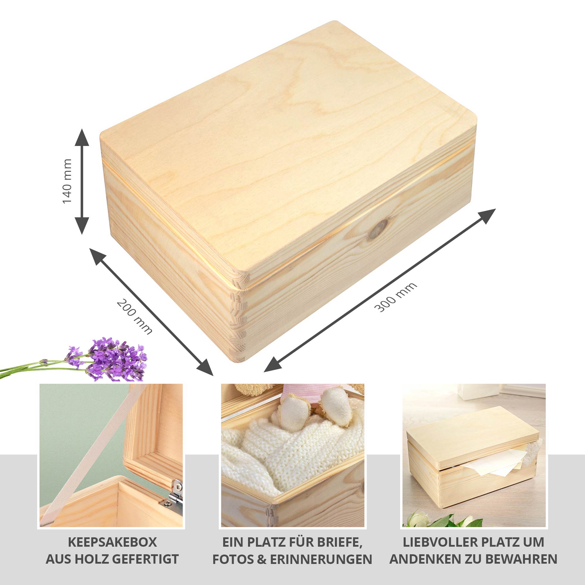 Memorybox mit Deckel - Erinnerungskiste zum Selbstgestalten