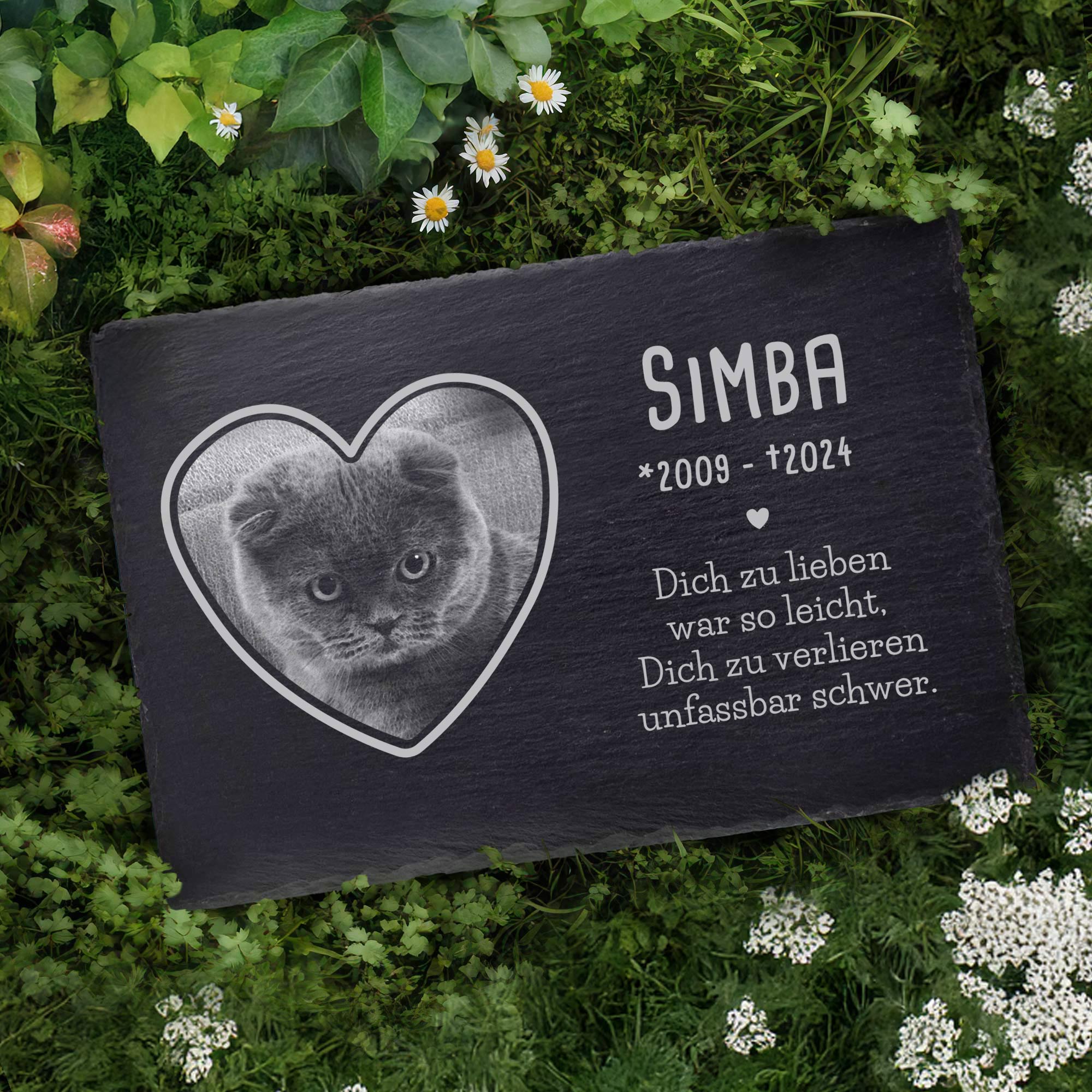 Personalisierte Grabplatte mit Foto für Haustier - In Liebe