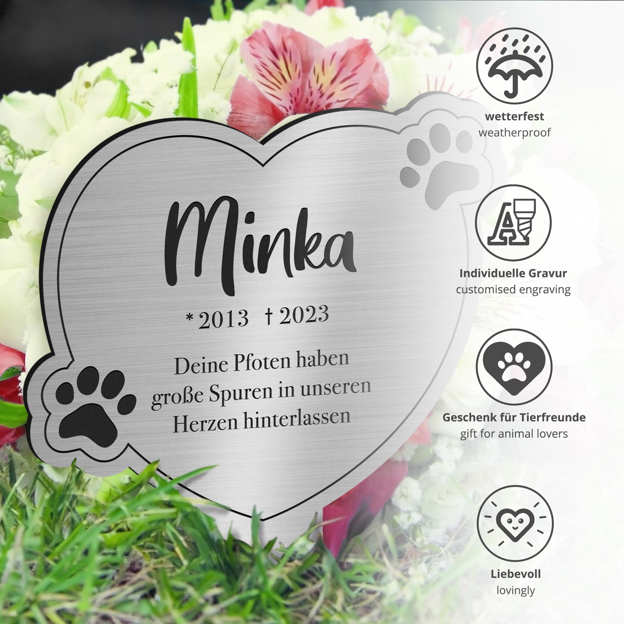 Personalisierte Gedenktafel für Katzen - Silber Personalisierte Gedenktafel für Katzen - Silber