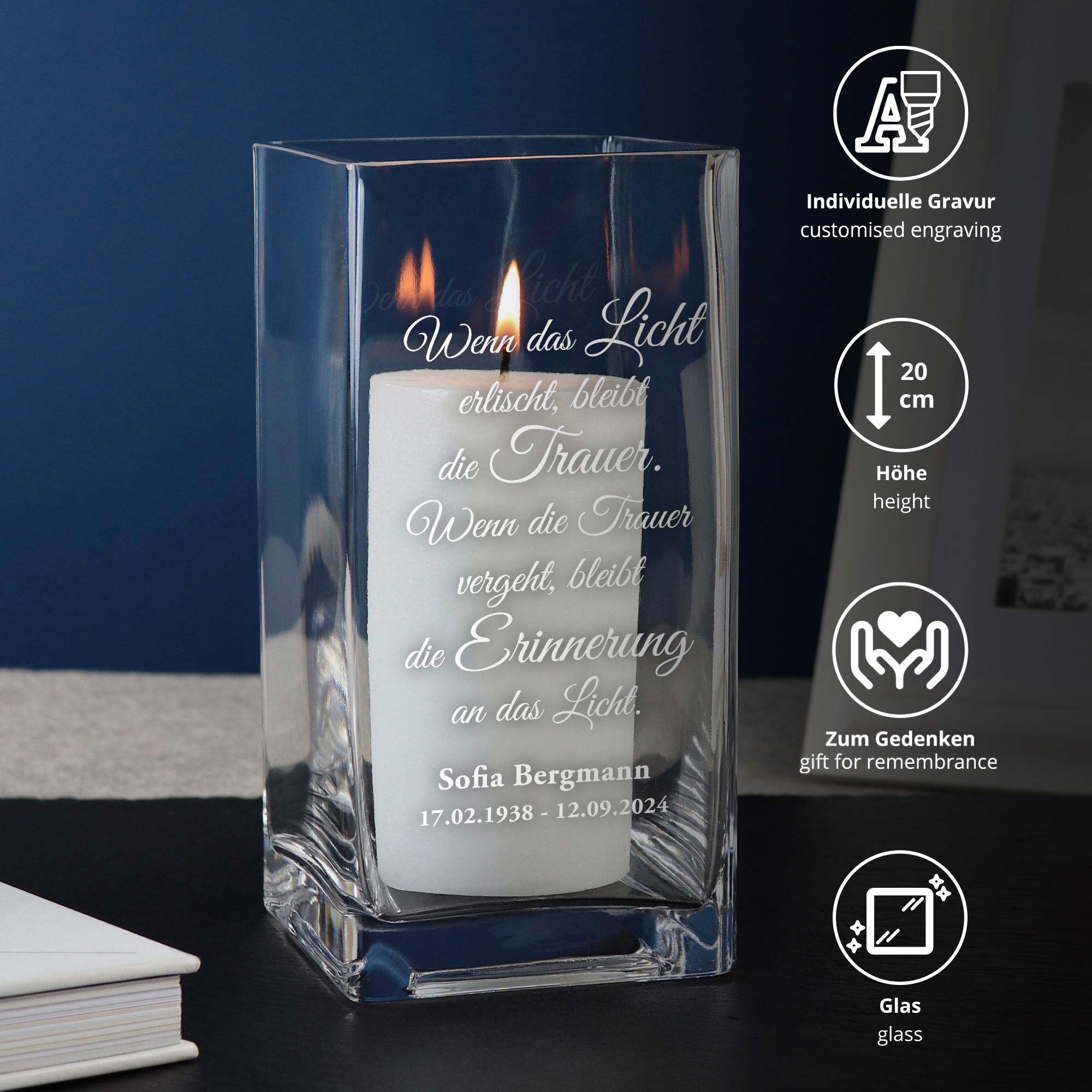 Personalisierte Vase - Wenn das Licht erlischt Personalisierte Vase - Wenn das Licht erlischt