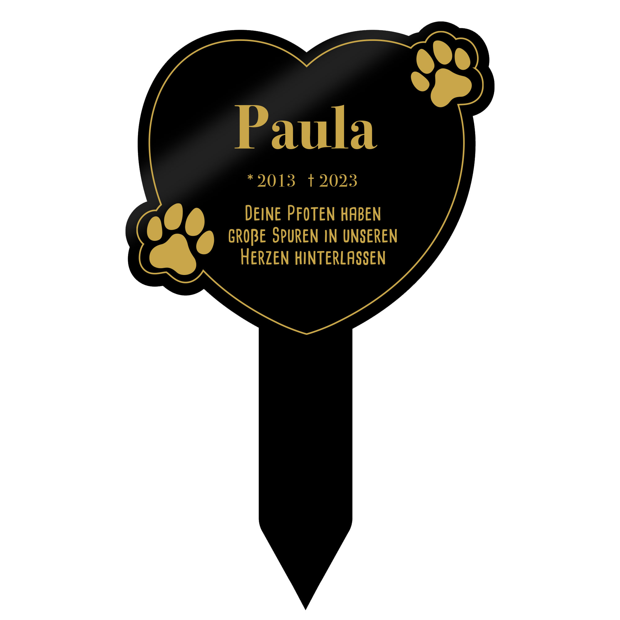Personalisierte Gedenktafel für Hunde - Schwarz