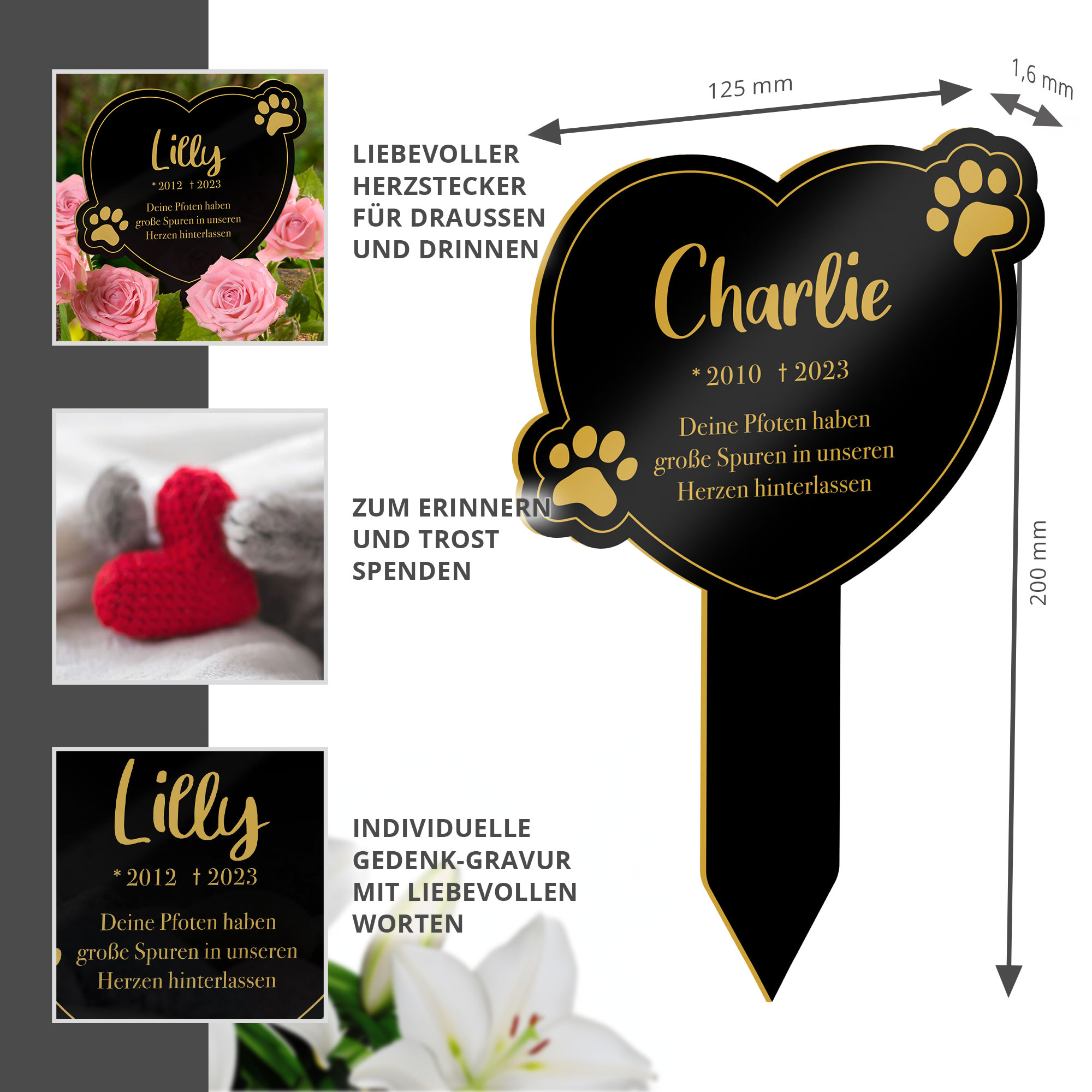 Personalisierte Gedenktafel für Katzen - Schwarz Personalisierte Gedenktafel für Katzen - Schwarz