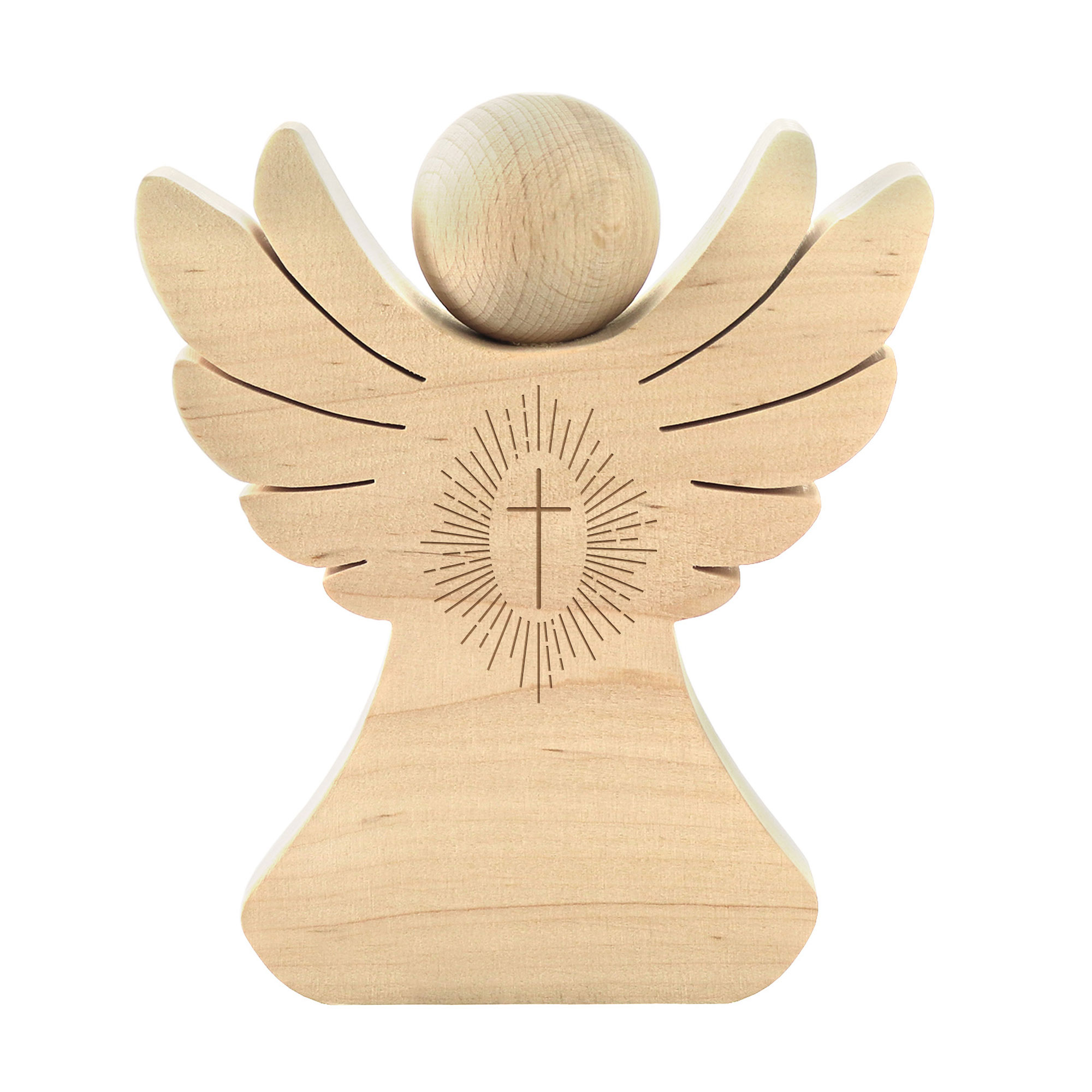Holzengel mit Gravur - Kreuz Holzengel mit Gravur - Kreuz