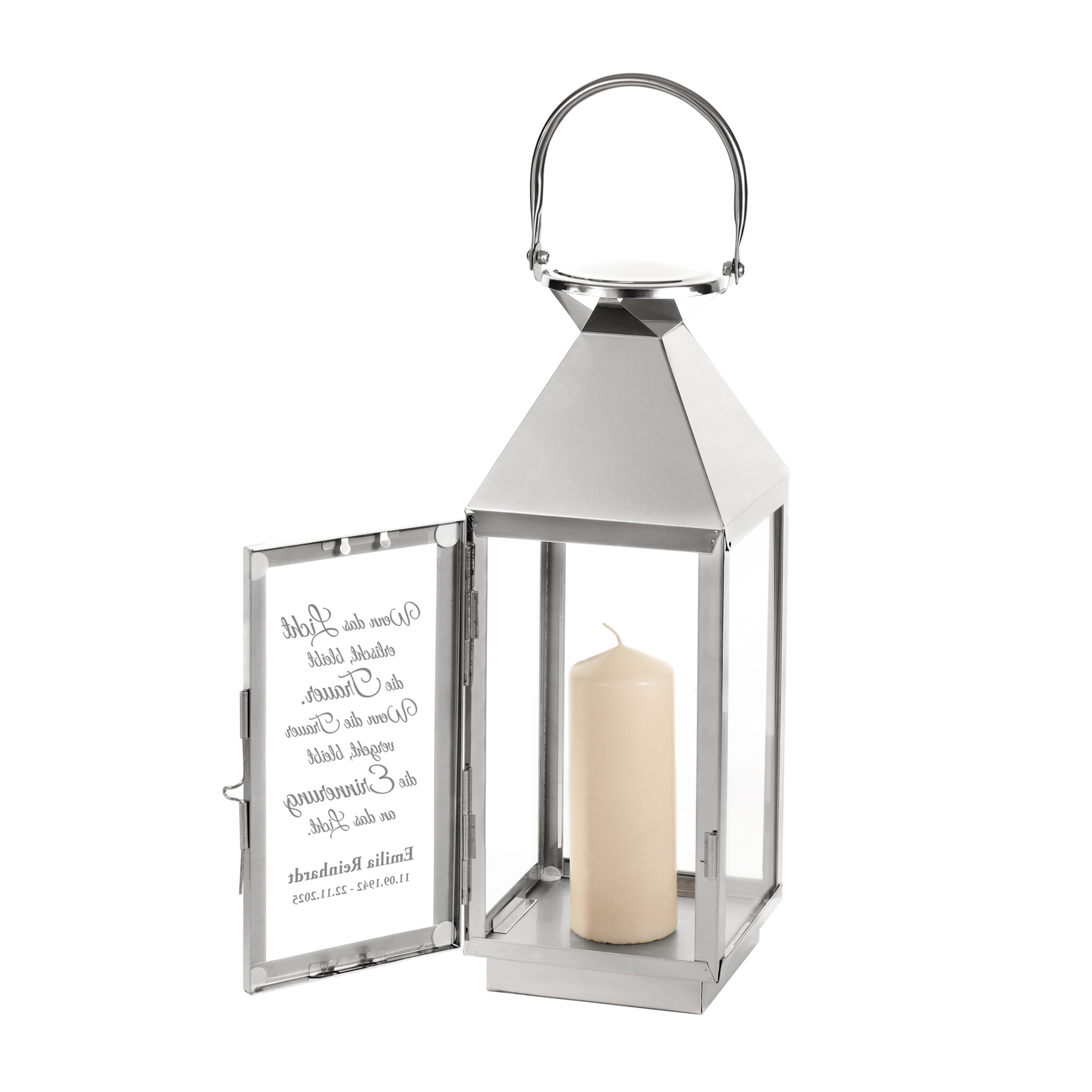 Personalisierte Silber Laterne - Wenn das Licht erlischt Personalisierte Silber Laterne - Wenn das Licht erlischt