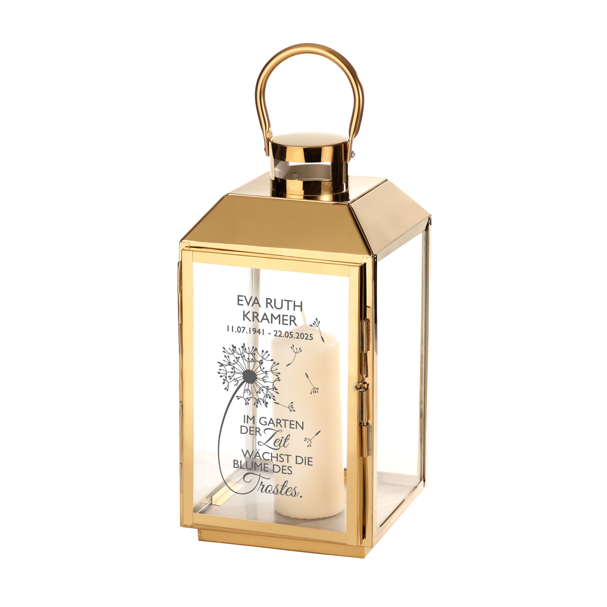 Personalisierte Gold Laterne - Blume des Trostes Personalisierte Gold Laterne - Blume des Trostes