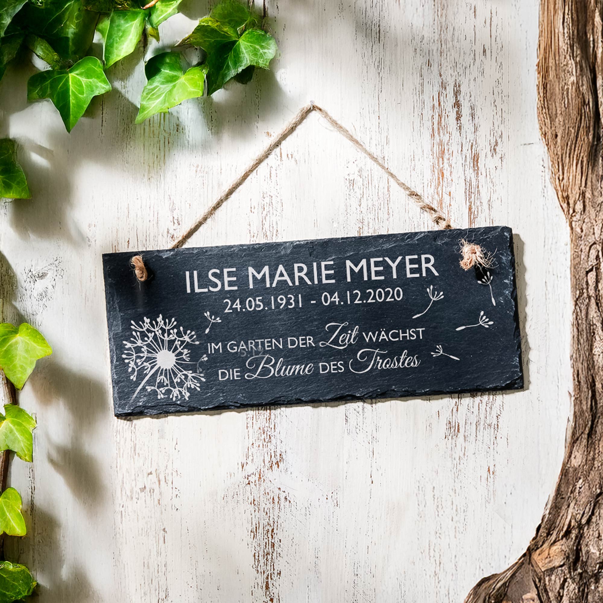 Personalisiertes Schiefertafel - Blume des Trostes