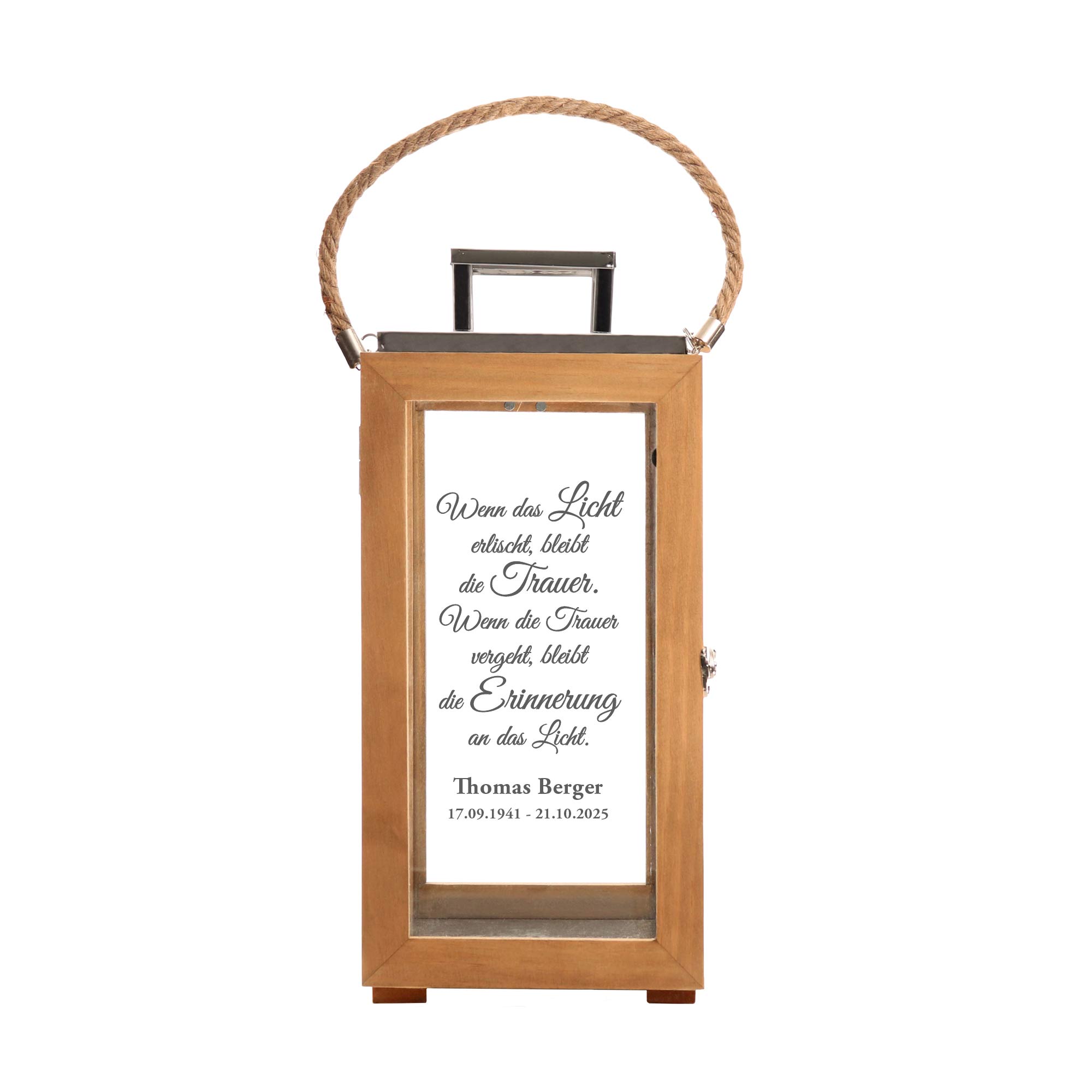 Personalisierte Holzlaterne - Wenn das Licht erlischt Personalisierte Holzlaterne - Wenn das Licht erlischt