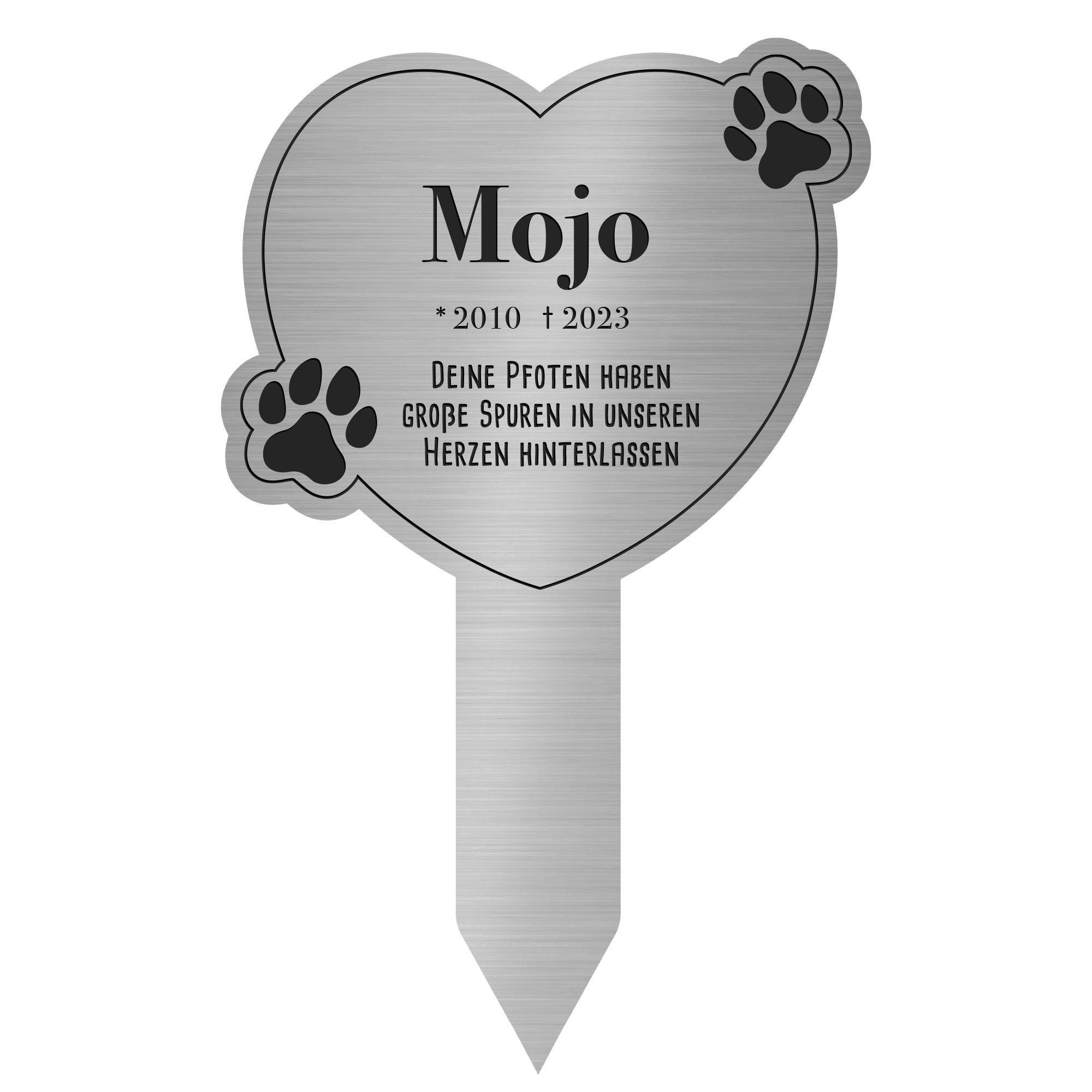 Personalisierte Gedenktafel für Hunde - Silber
