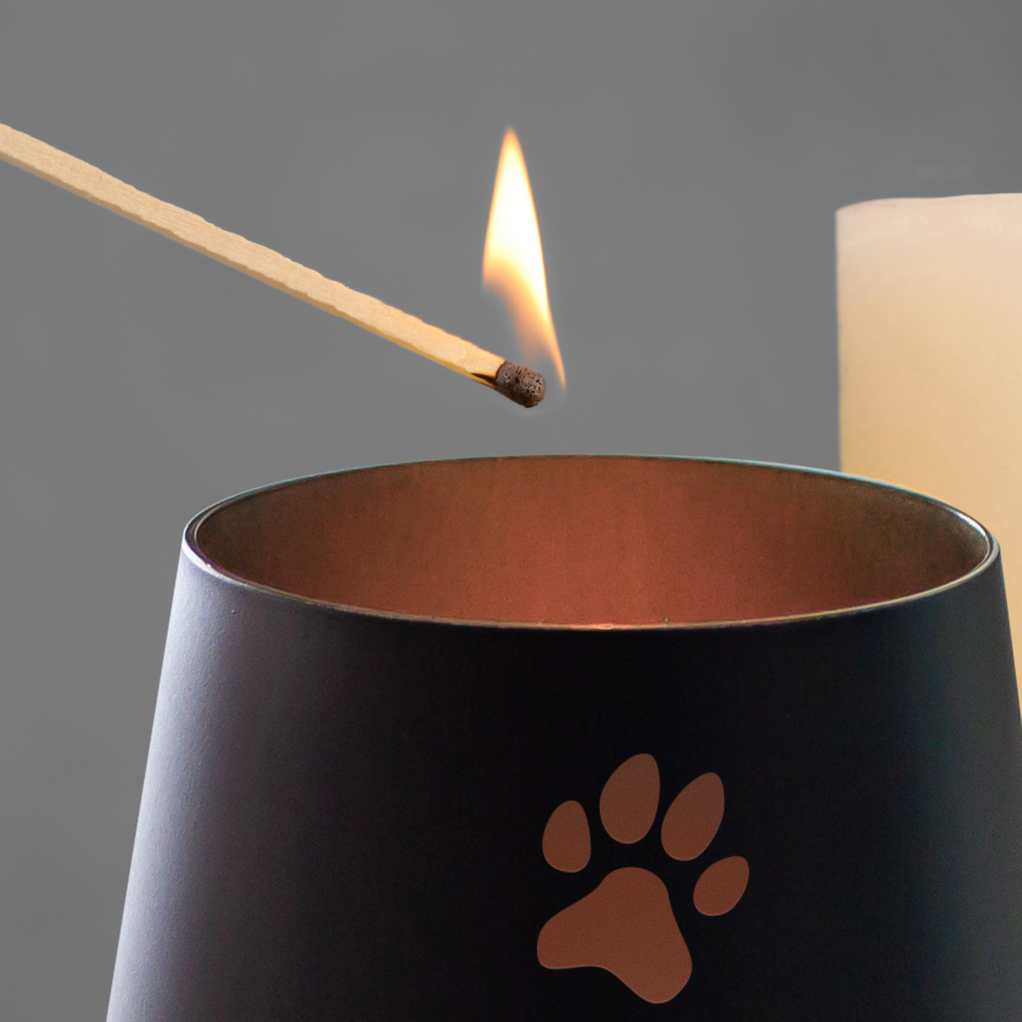 Personalisiertes Windlicht zur Trauer Hund - Schwarz Bronze