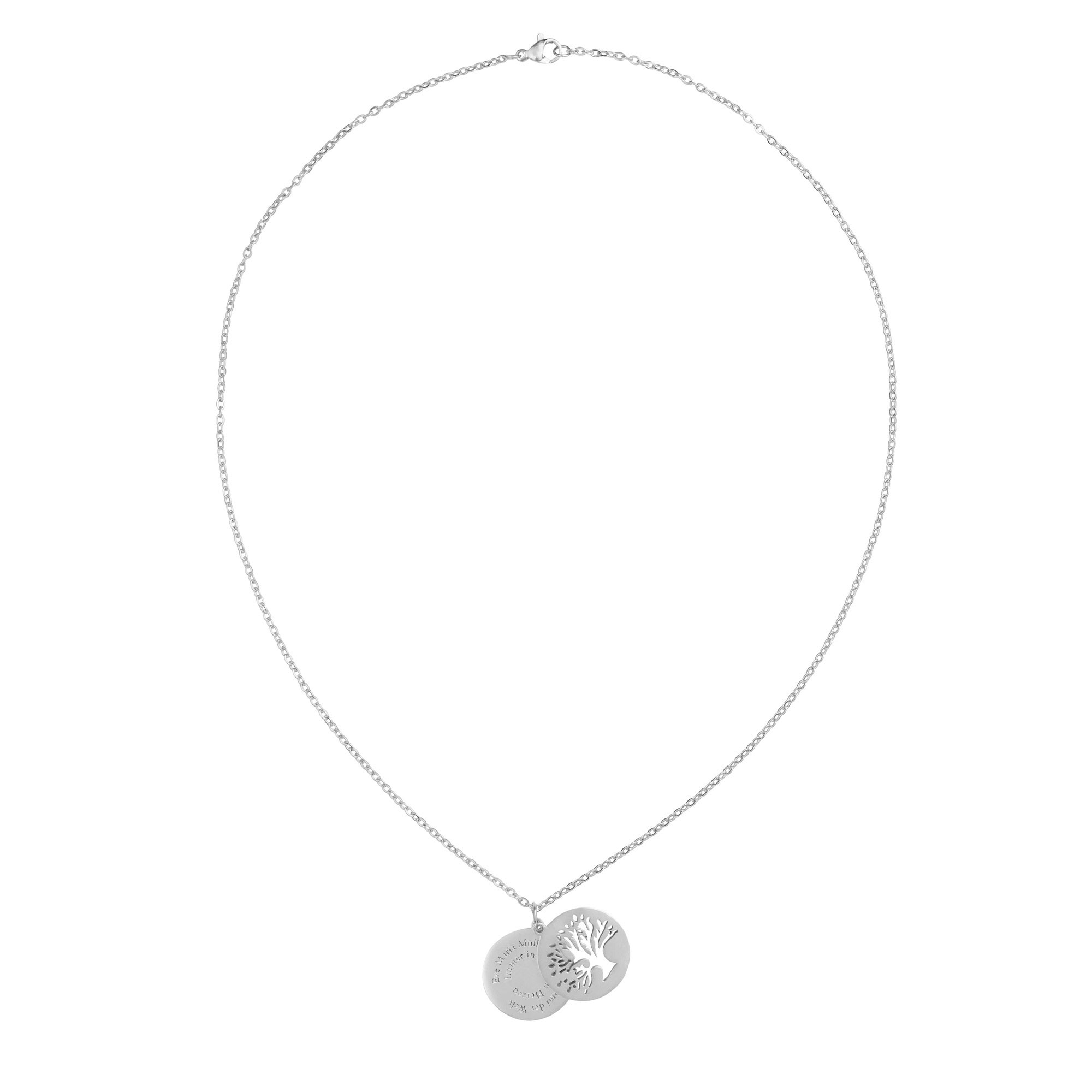 Personalisierte Halskette Silber mit 2 Anhängern - Lebensbaum Personalisierte Halskette Silber mit 2 Anhängern - Lebensbaum