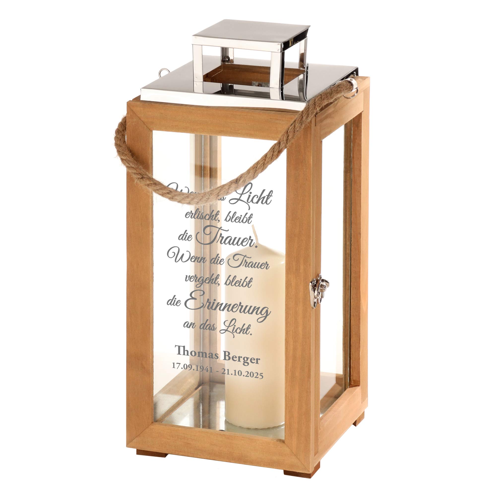 Personalisierte Holzlaterne - Wenn das Licht erlischt Personalisierte Holzlaterne - Wenn das Licht erlischt