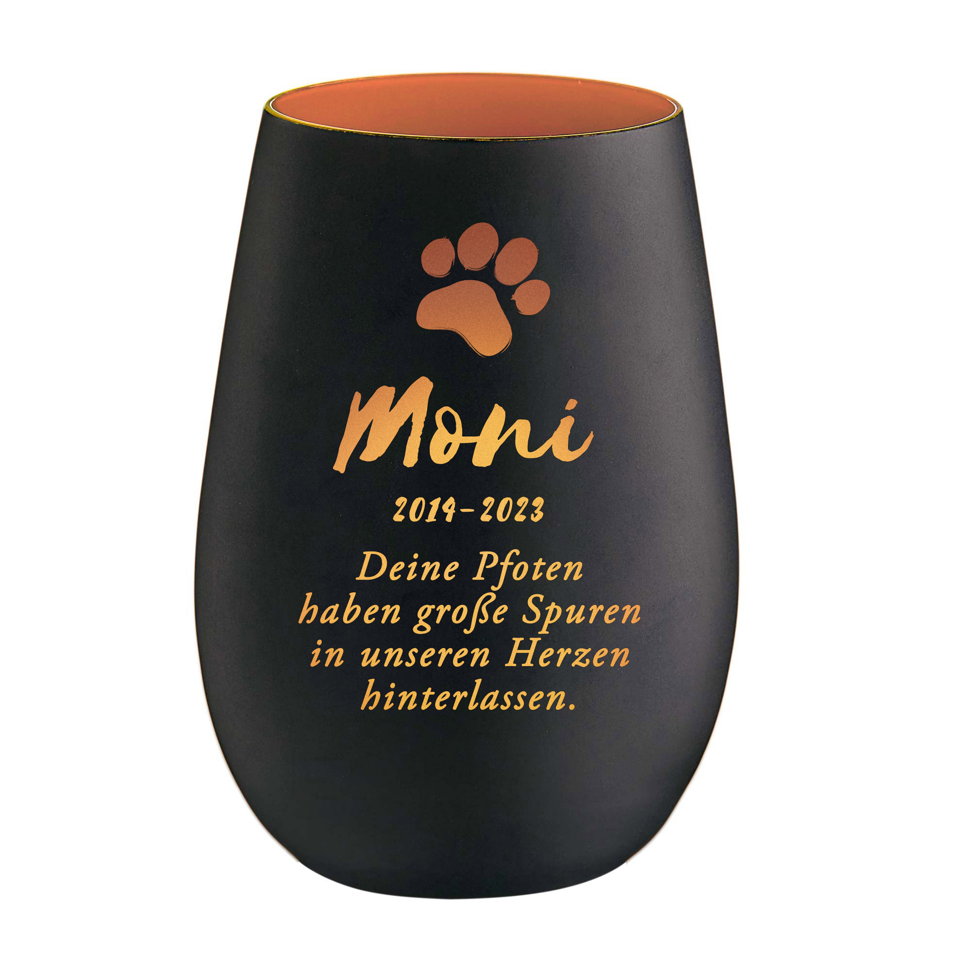 Personalisiertes Windlicht zur Trauer Katze - Schwarz Bronze Personalisiertes Windlicht zur Trauer Katze - Schwarz Bronze