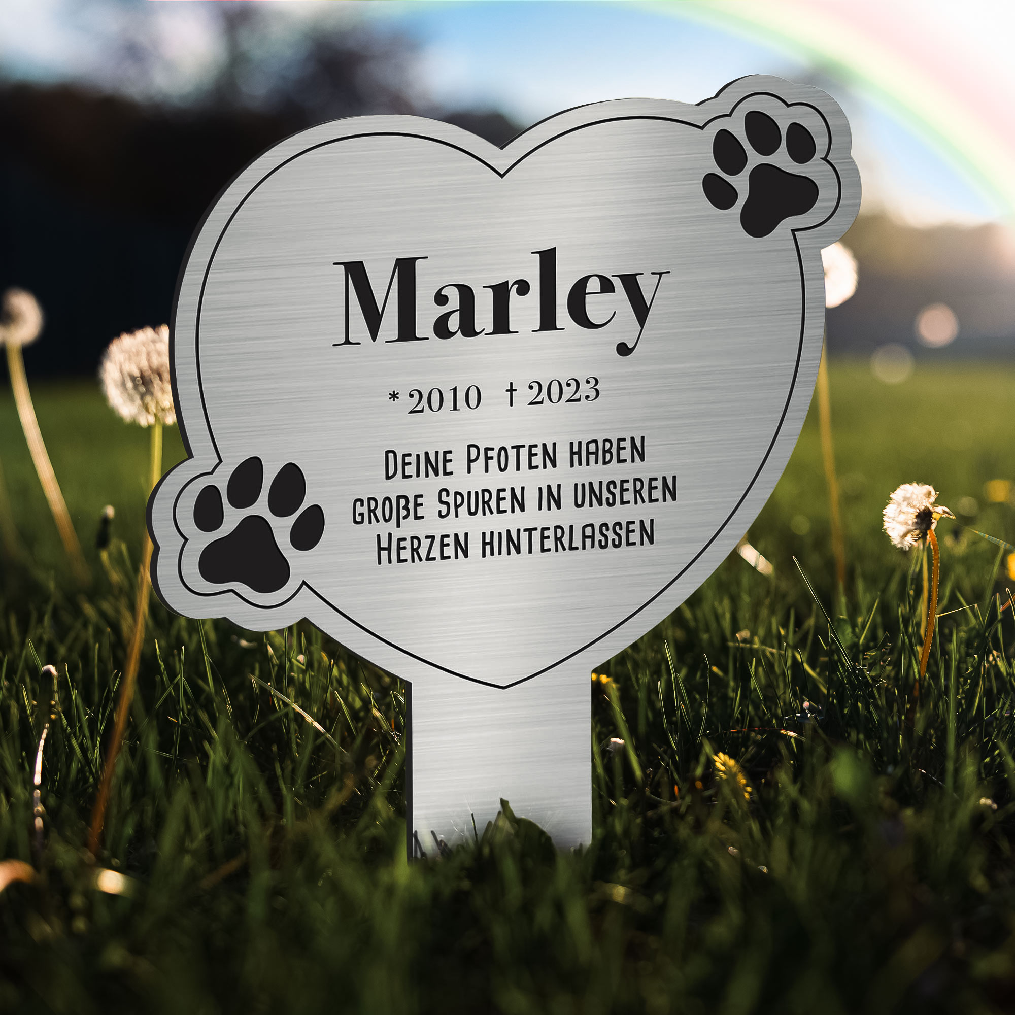 Personalisierte Gedenktafel für Hunde - Silber