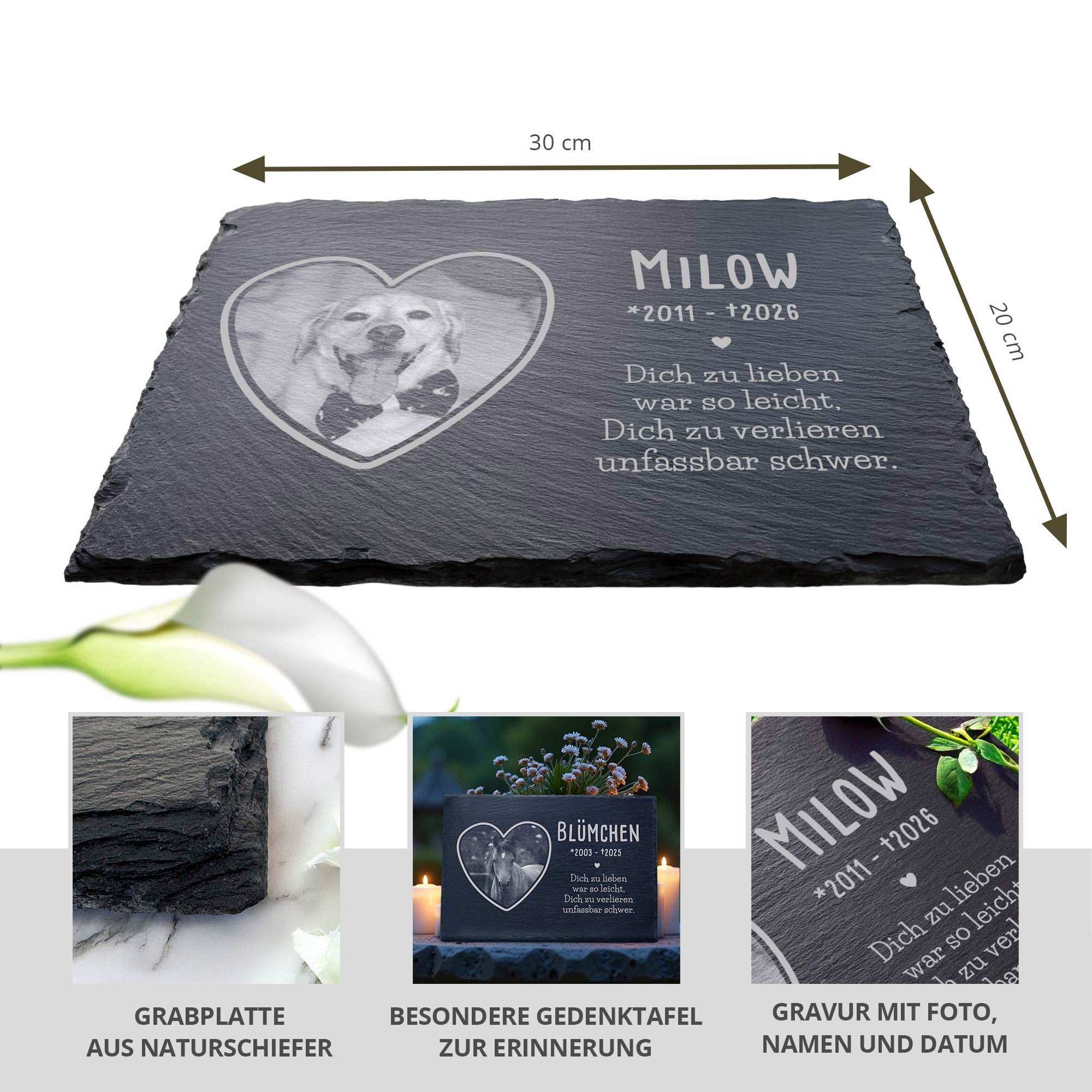 Personalisierte Grabplatte mit Foto für Haustier - In Liebe