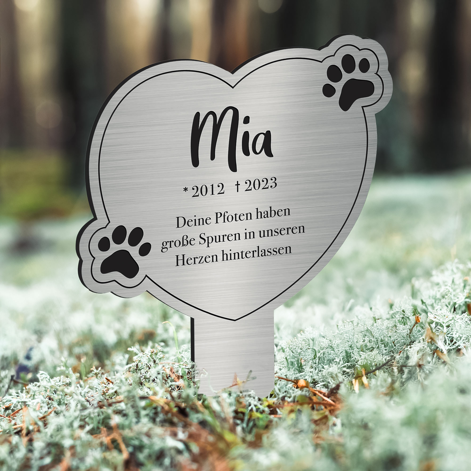 Personalisierte Gedenktafel für Katzen - Silber