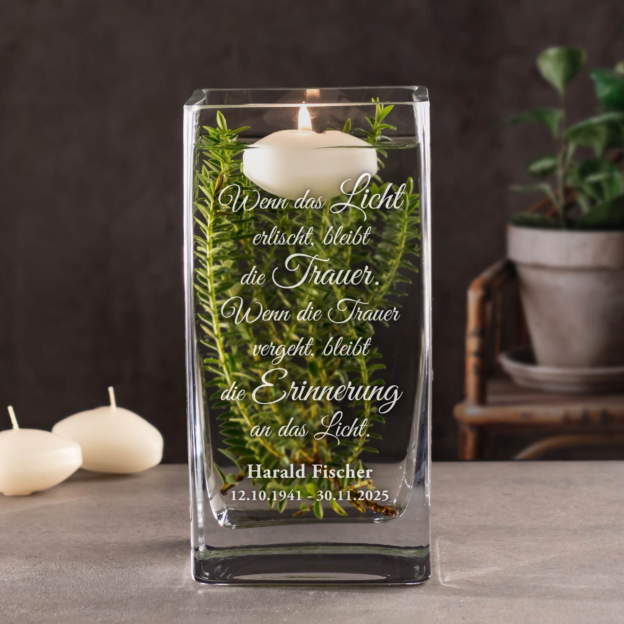 Personalisierte Vase - Wenn das Licht erlischt Personalisierte Vase - Wenn das Licht erlischt