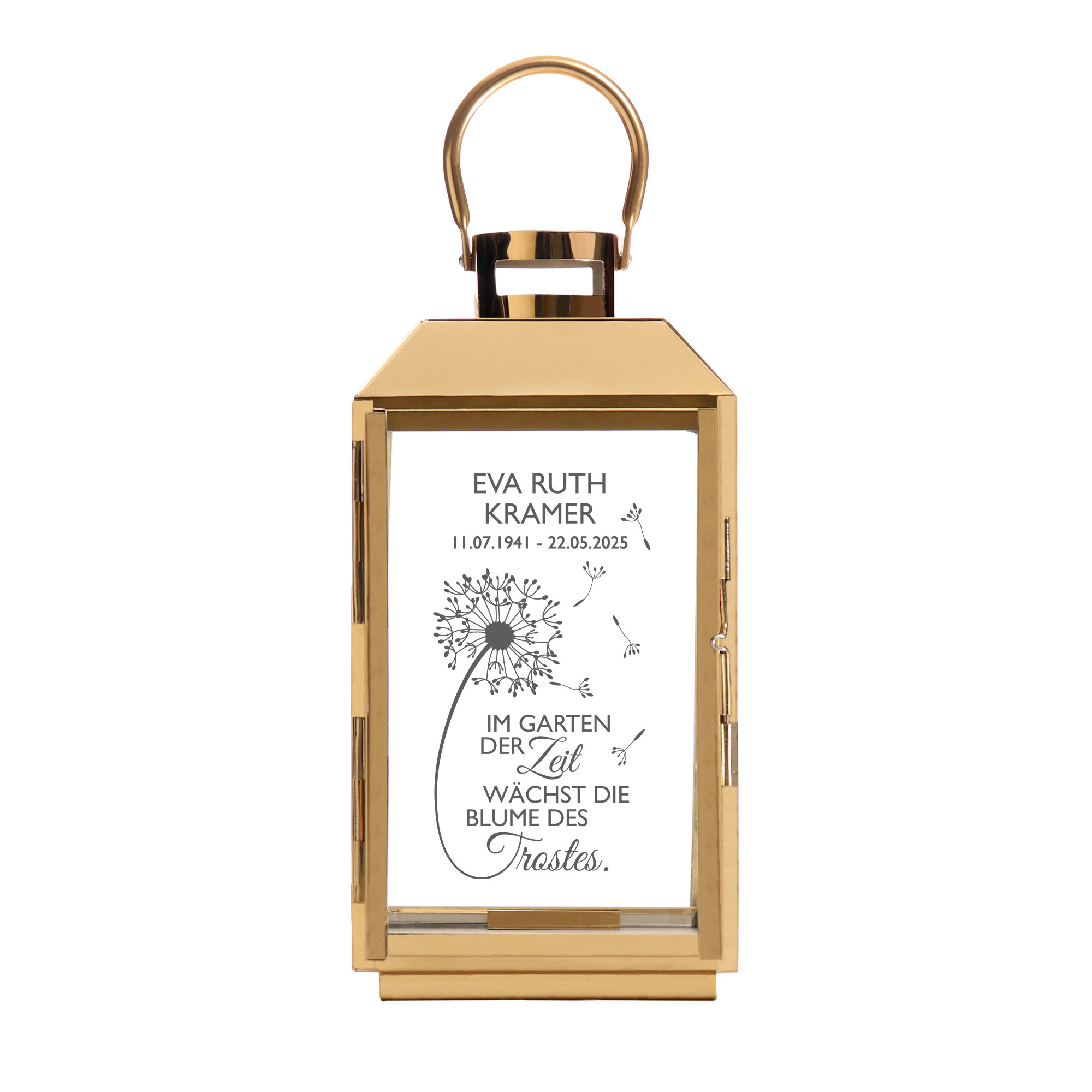 Personalisierte Gold Laterne - Blume des Trostes