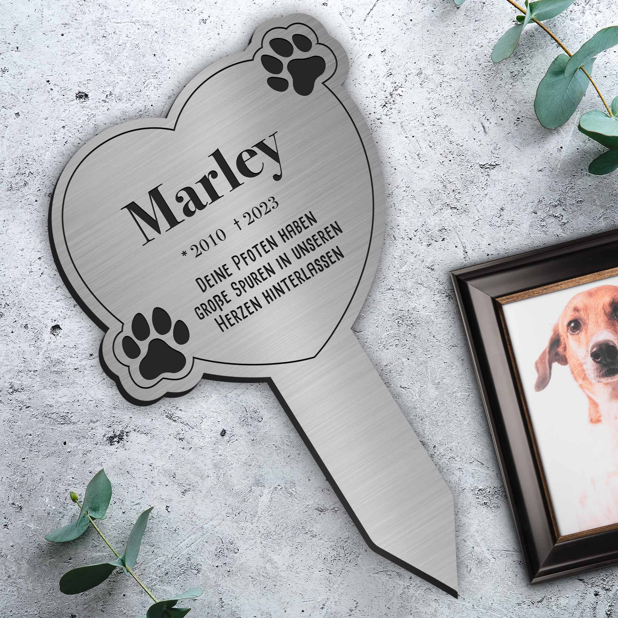 Personalisierte Gedenktafel für Hunde - Silber