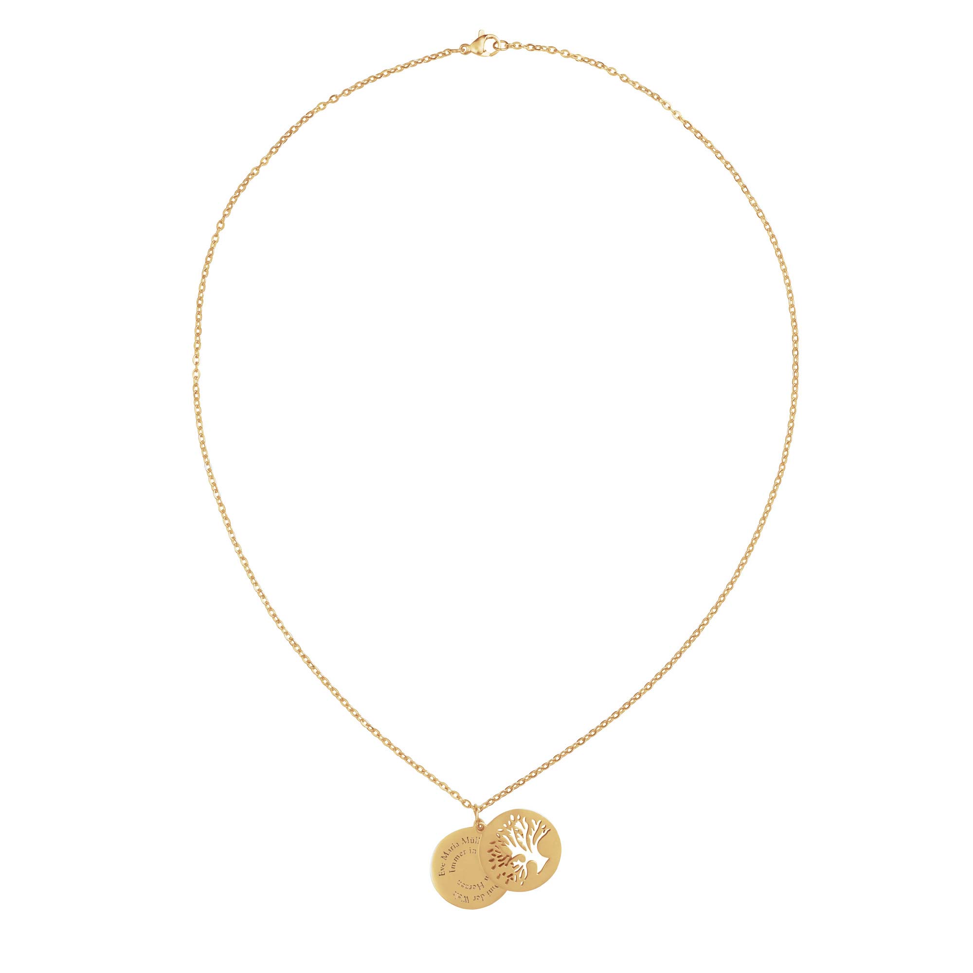 Personalisierte Halskette Gold mit 2 Anhängern - Lebensbaum Personalisierte Halskette Gold mit 2 Anhängern - Lebensbaum