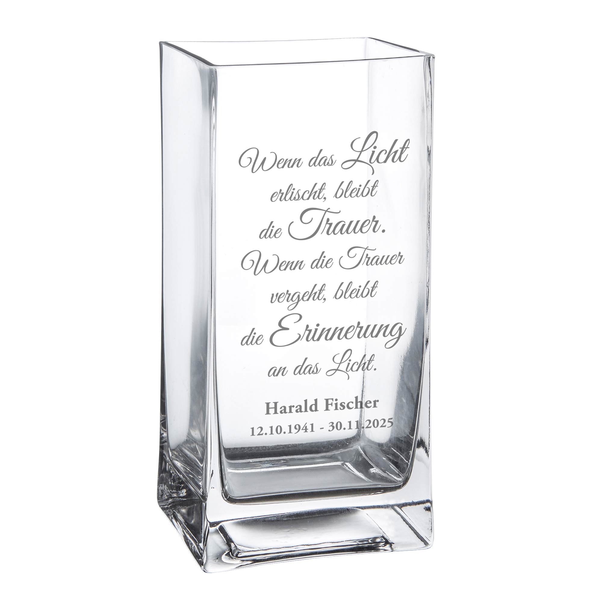 Personalisierte Vase - Wenn das Licht erlischt Personalisierte Vase - Wenn das Licht erlischt
