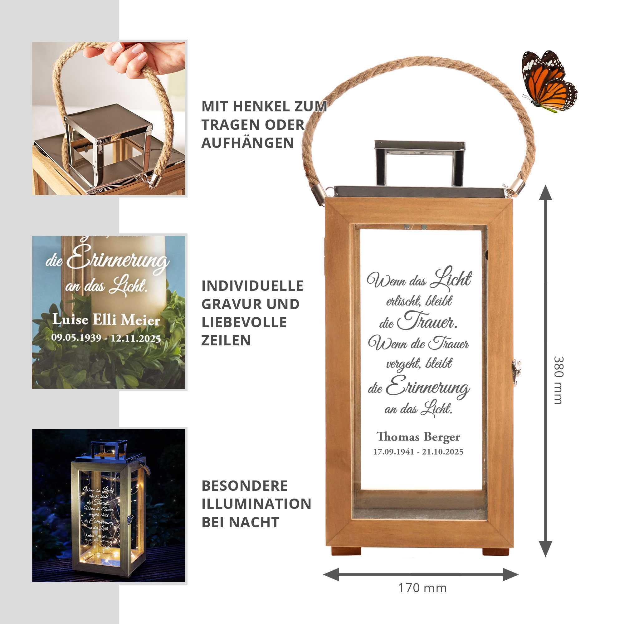 Personalisierte Holzlaterne - Wenn das Licht erlischt Personalisierte Holzlaterne - Wenn das Licht erlischt
