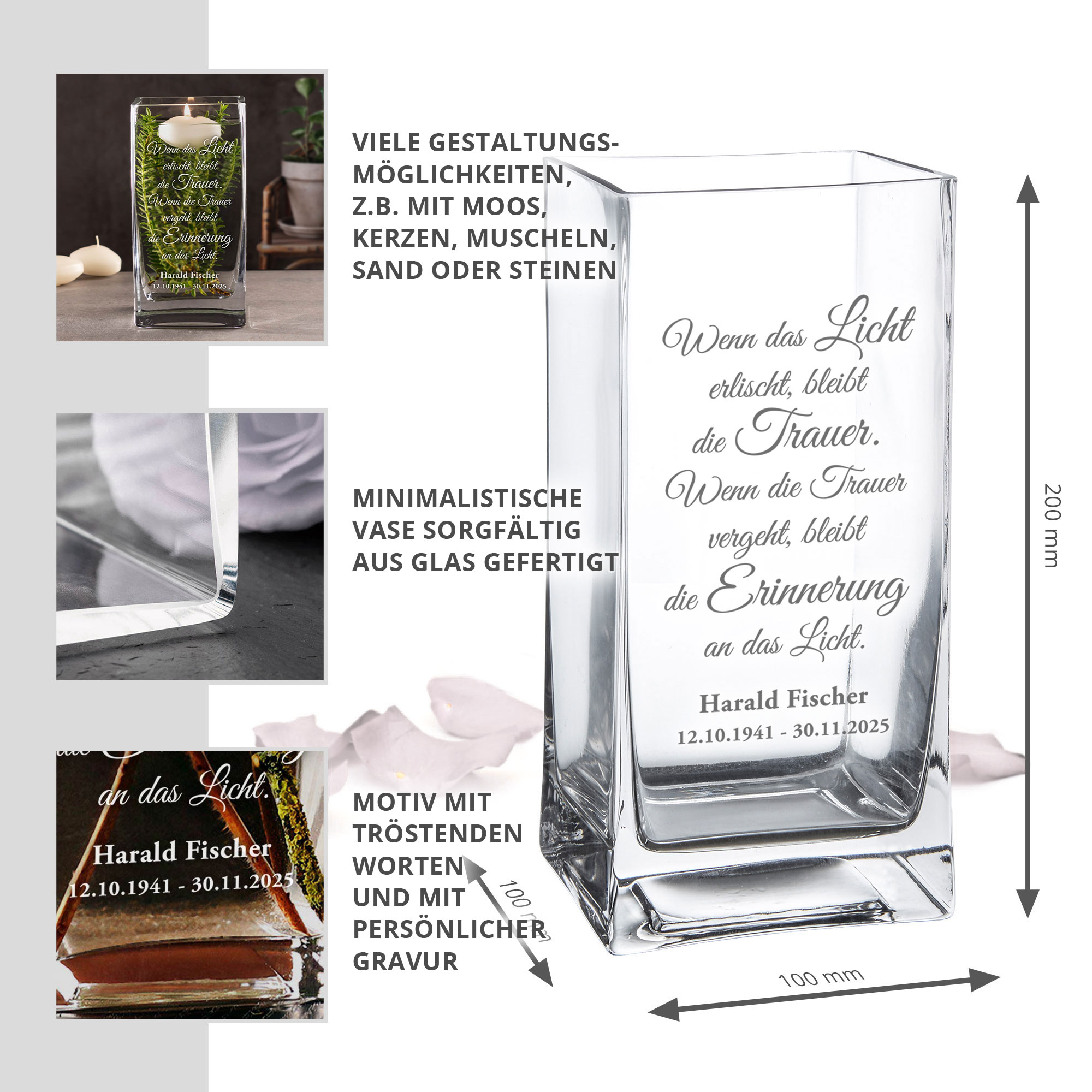 Personalisierte Vase - Wenn das Licht erlischt Personalisierte Vase - Wenn das Licht erlischt