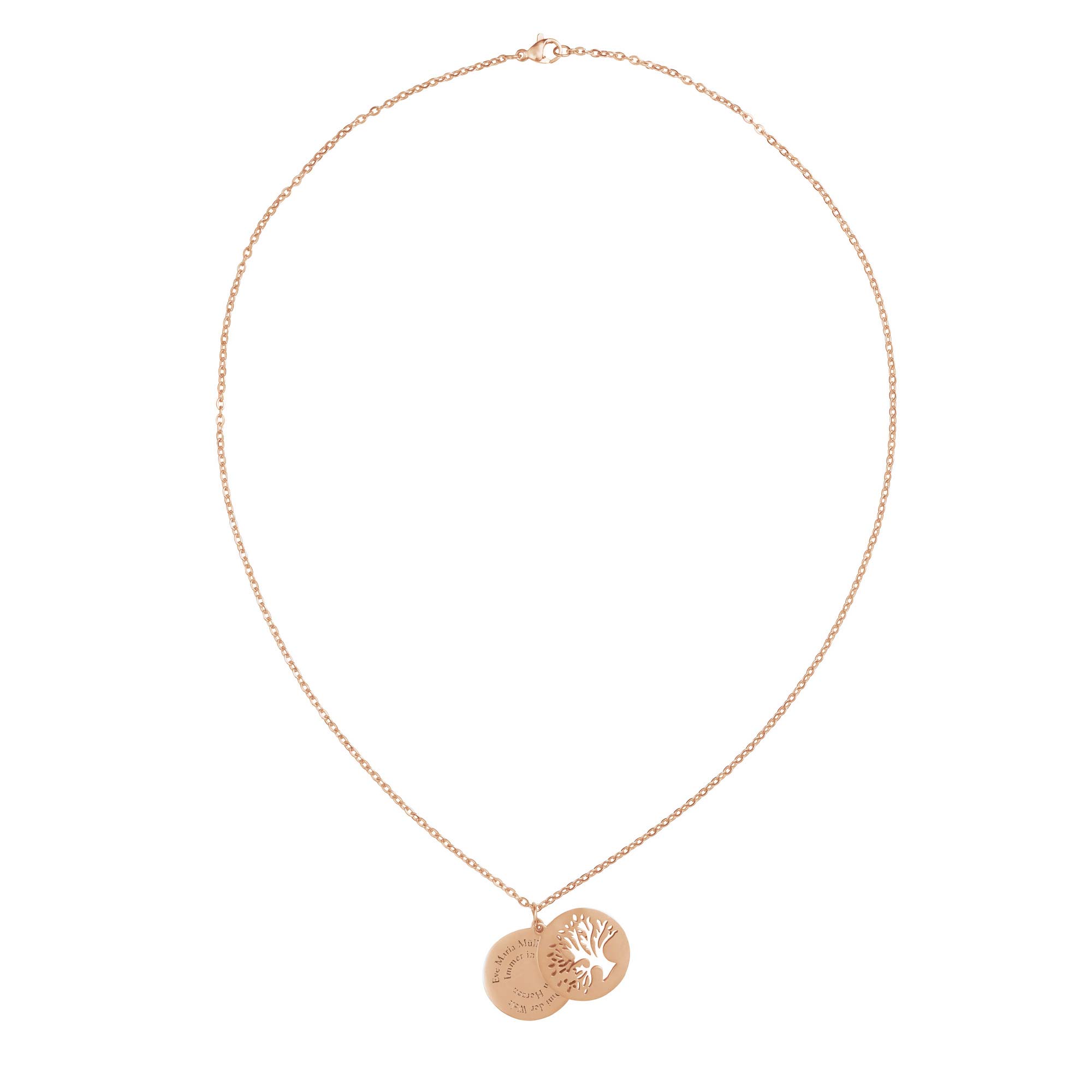 Personalisierte Halskette Roségold mit 2 Anhängern - Lebensbaum Personalisierte Halskette Roségold mit 2 Anhängern - Lebensbaum