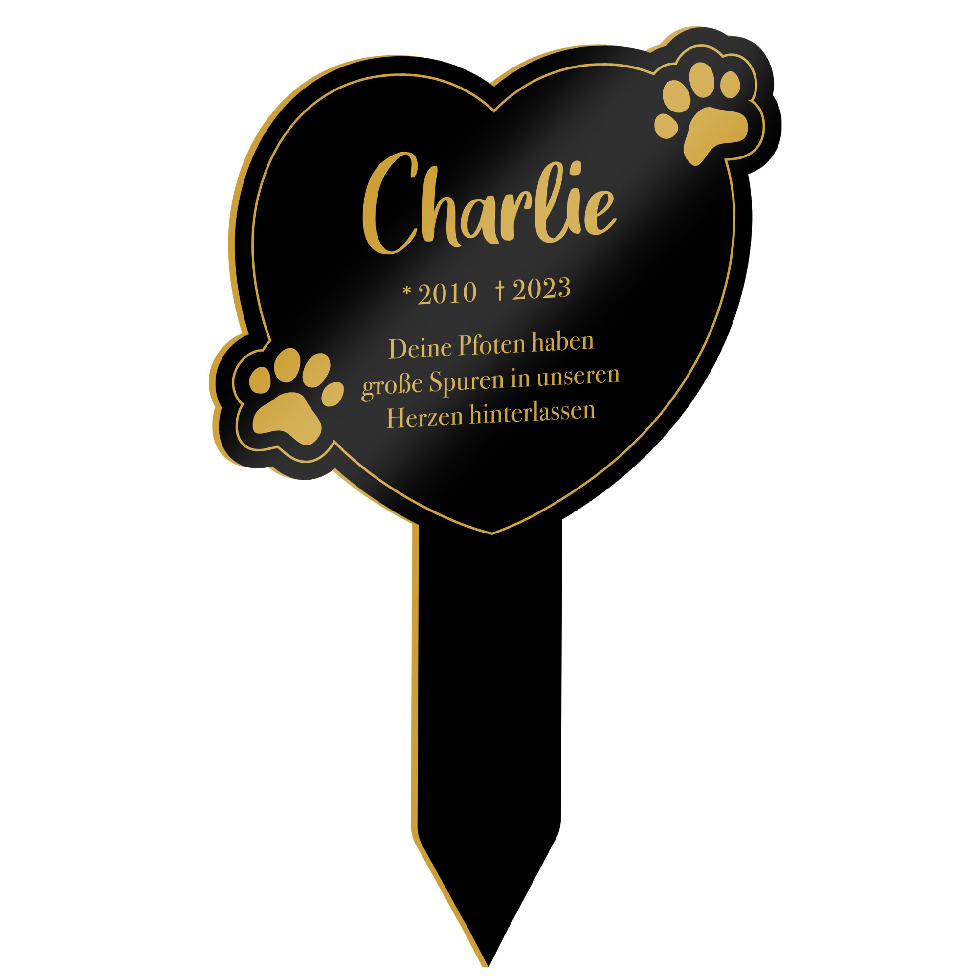 Personalisierte Gedenktafel für Katzen - Schwarz