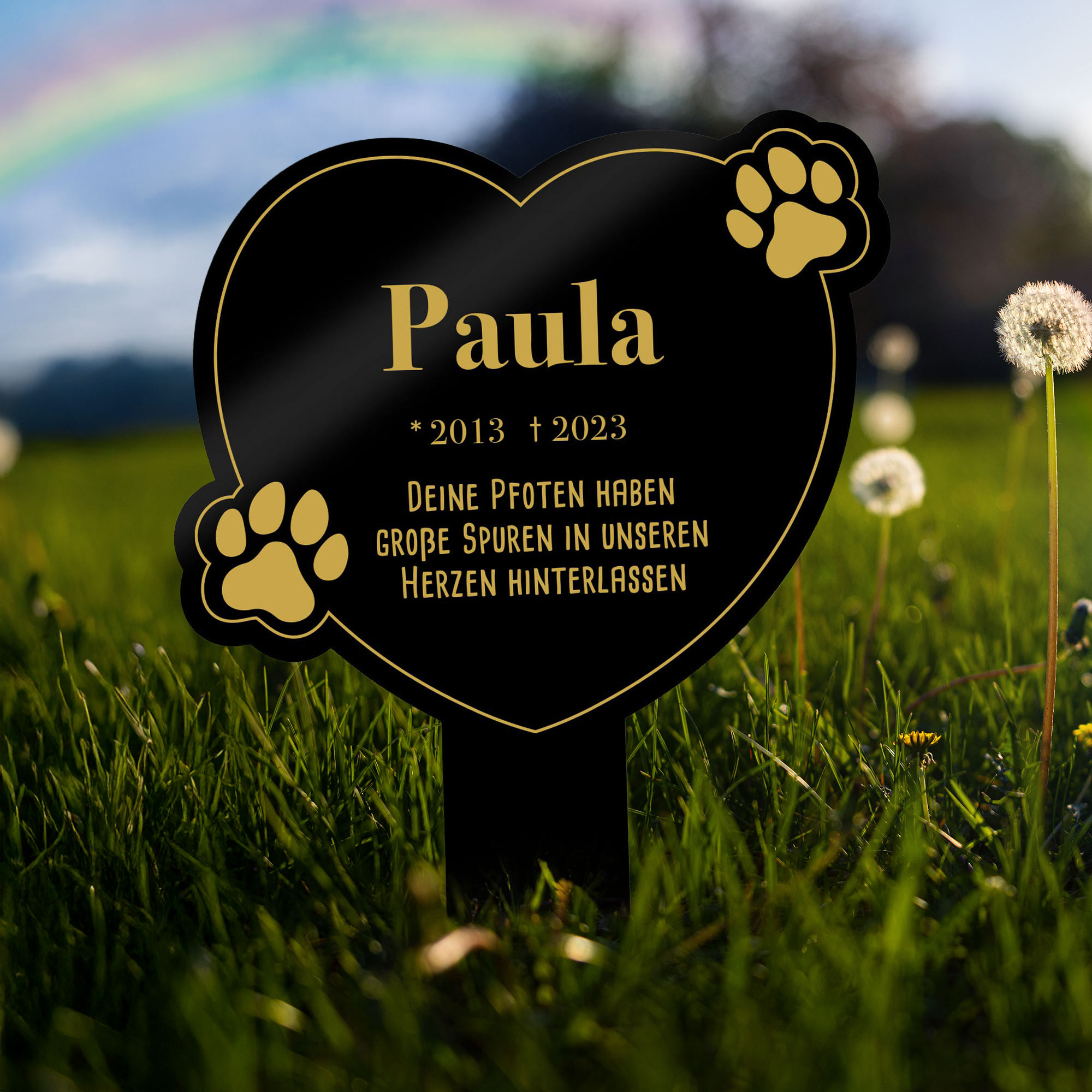 Personalisierte Gedenktafel für Hunde - Schwarz