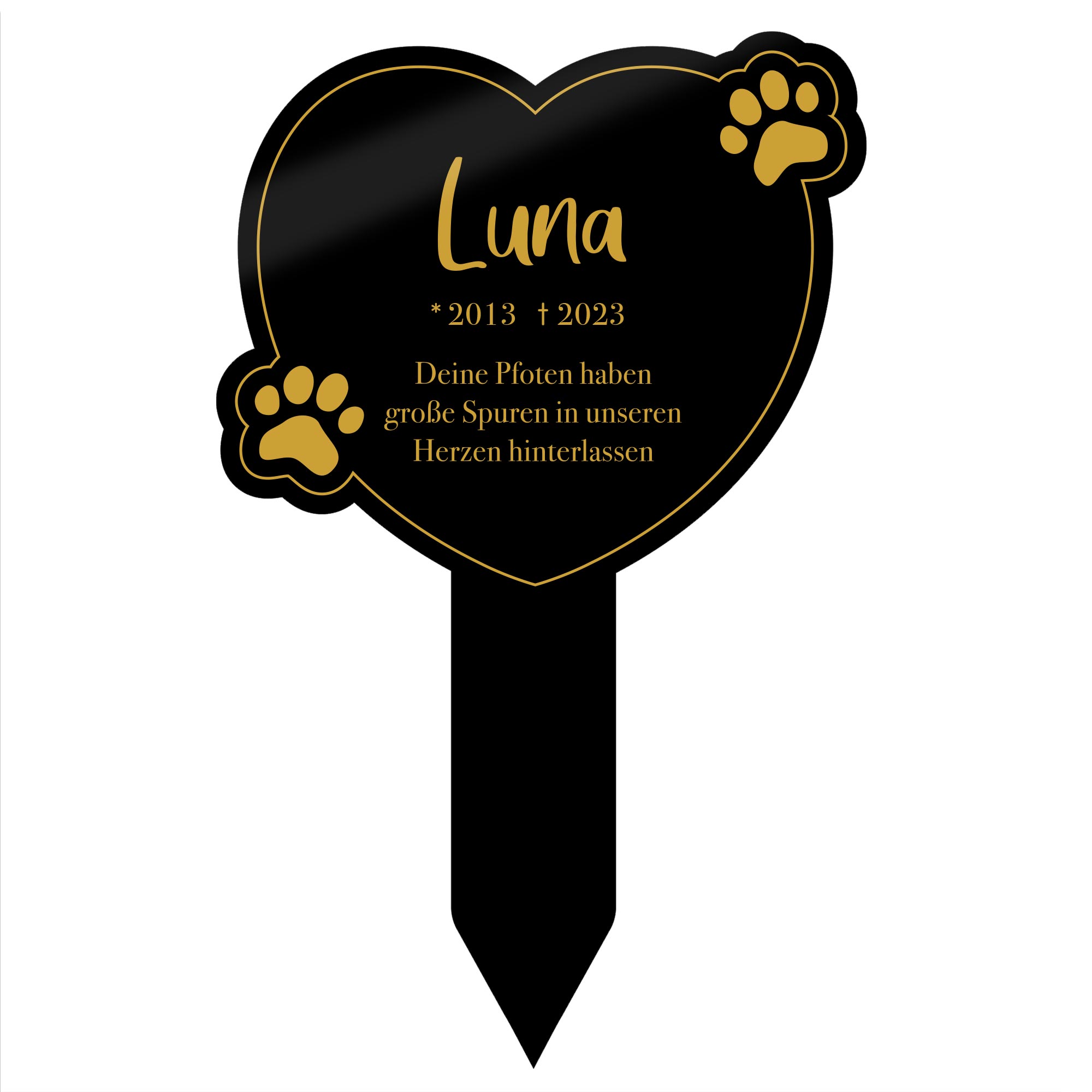 Personalisierte Gedenktafel für Katzen - Schwarz